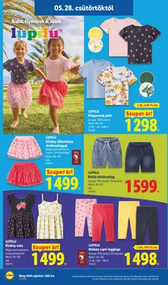 LUPILU Kislány capri-leggings, Anyaga: 95% pamut, 5% elasztán Méret: 98-128 /2 db; 1 db = 749 Ft - amely érvényes a következő dátumtól: 28.05.2026 | Oldal: 38 | Termékek: Játék, Ruha, Rövidnadrág, Leggings