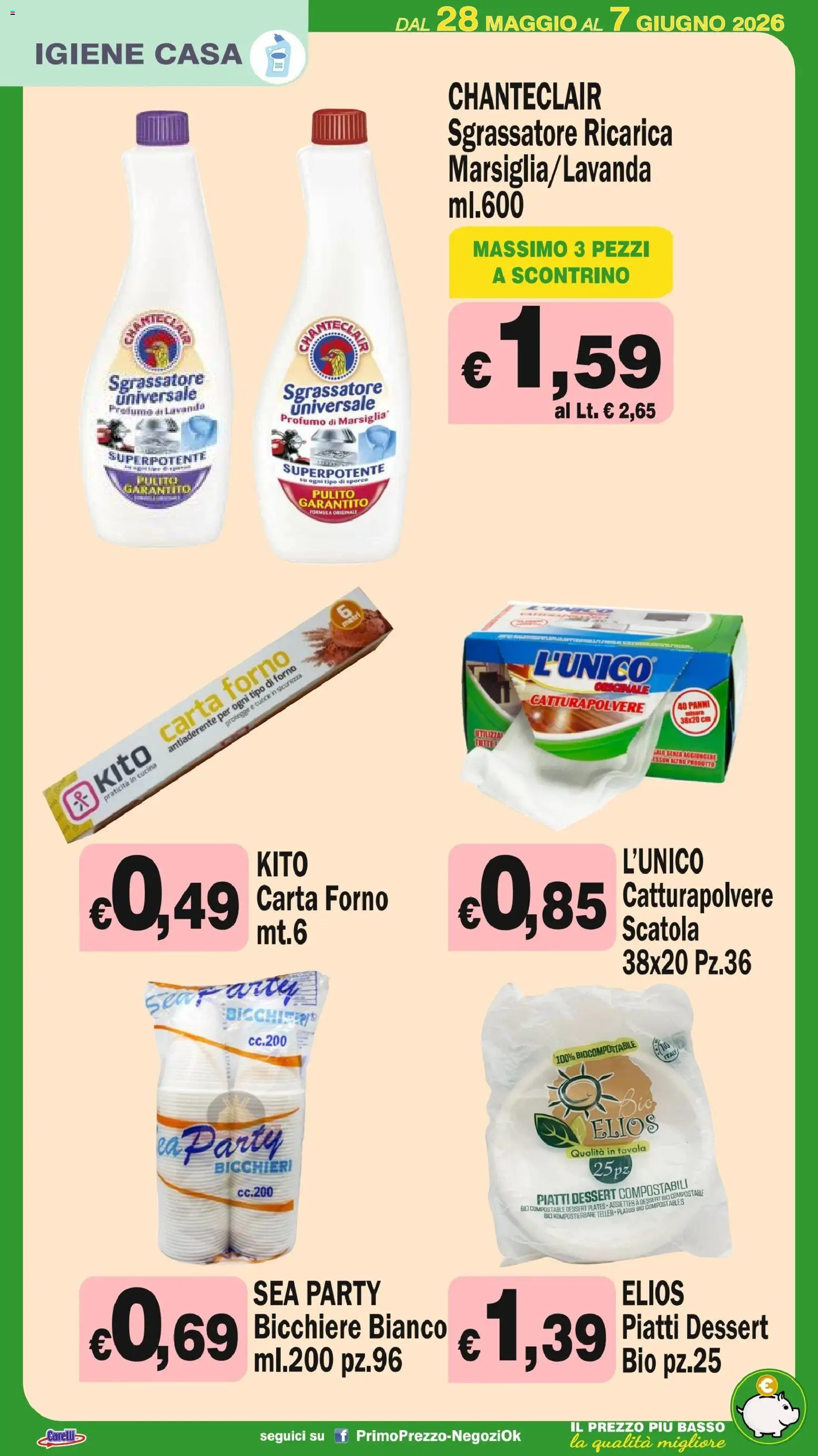 Volantino Primo Prezzo del 28.05.2026 | Pagina: 23 | Prodotti: Sgrassatore, Forno, Carta forno, Lavanda