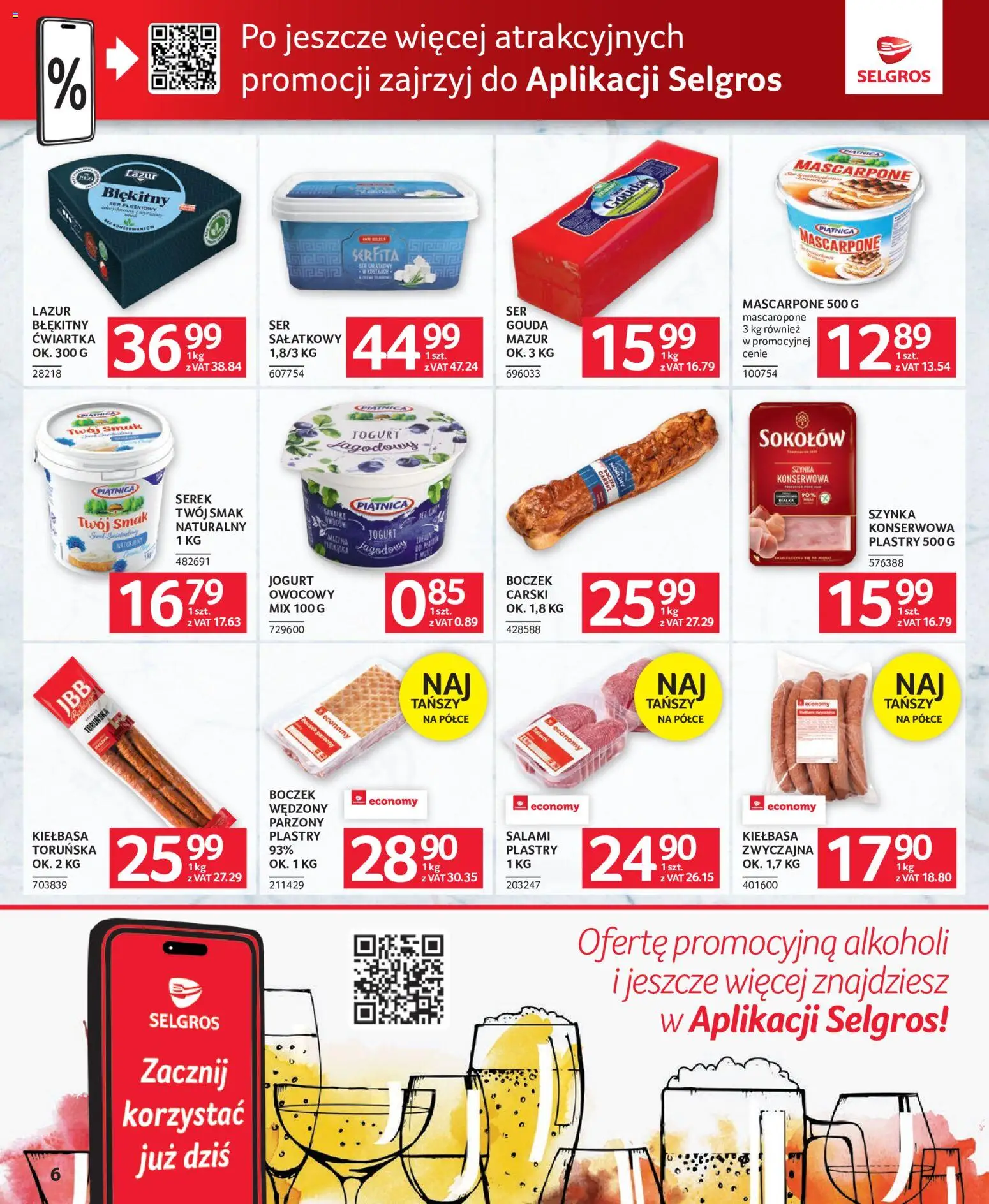 Selgros cash&carry gazetka - Oferta dla gastronomii od 02.06.2026 | Strona: 6 | Produkty: Boczek wędzony, Boczek, Ser, Jogurt