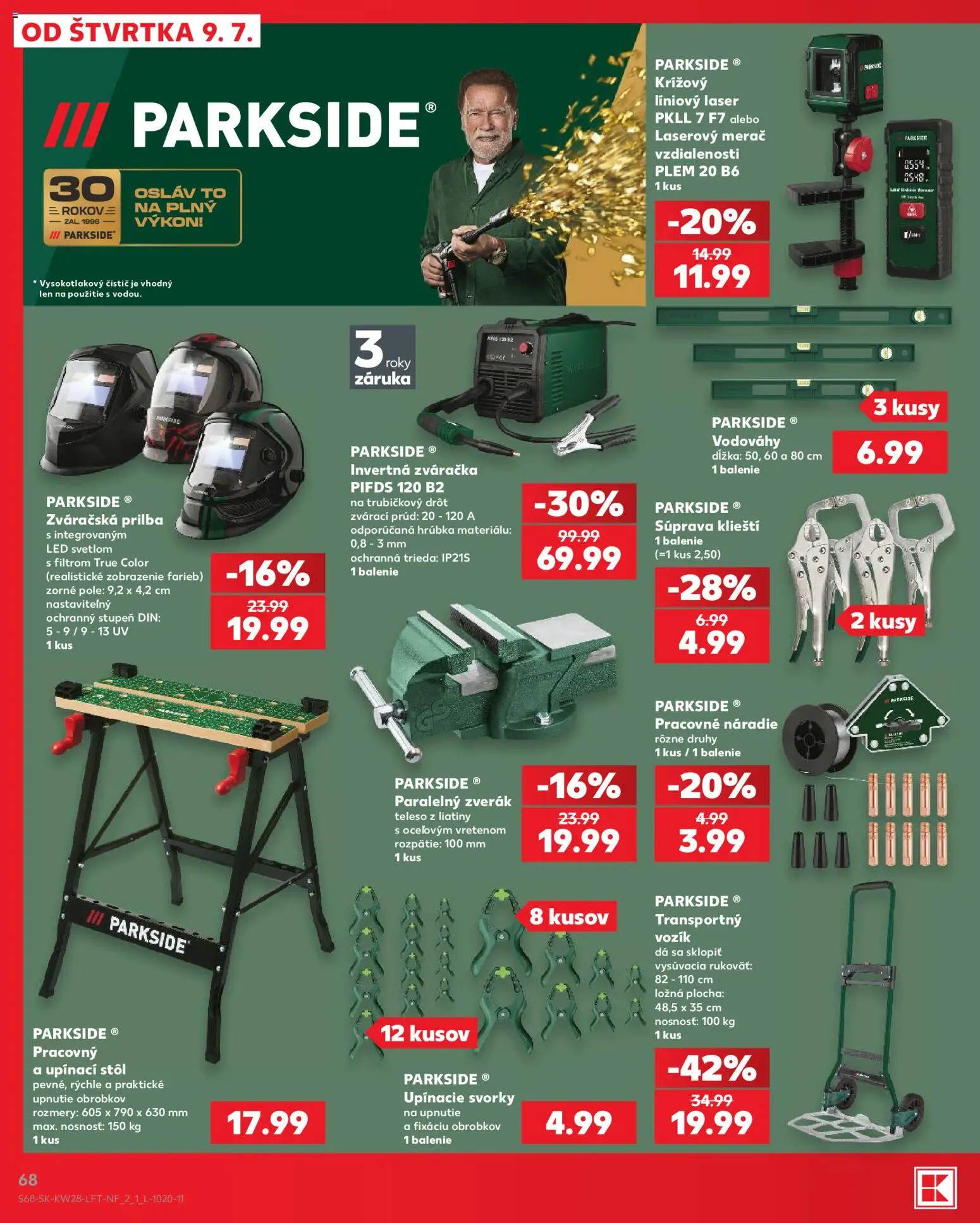 Nové Kaufland akcie – leták je platný od 09.07.2026 | Strana: 68 | Produkty: Stôl, Laser, Laserový merač, Zváračka