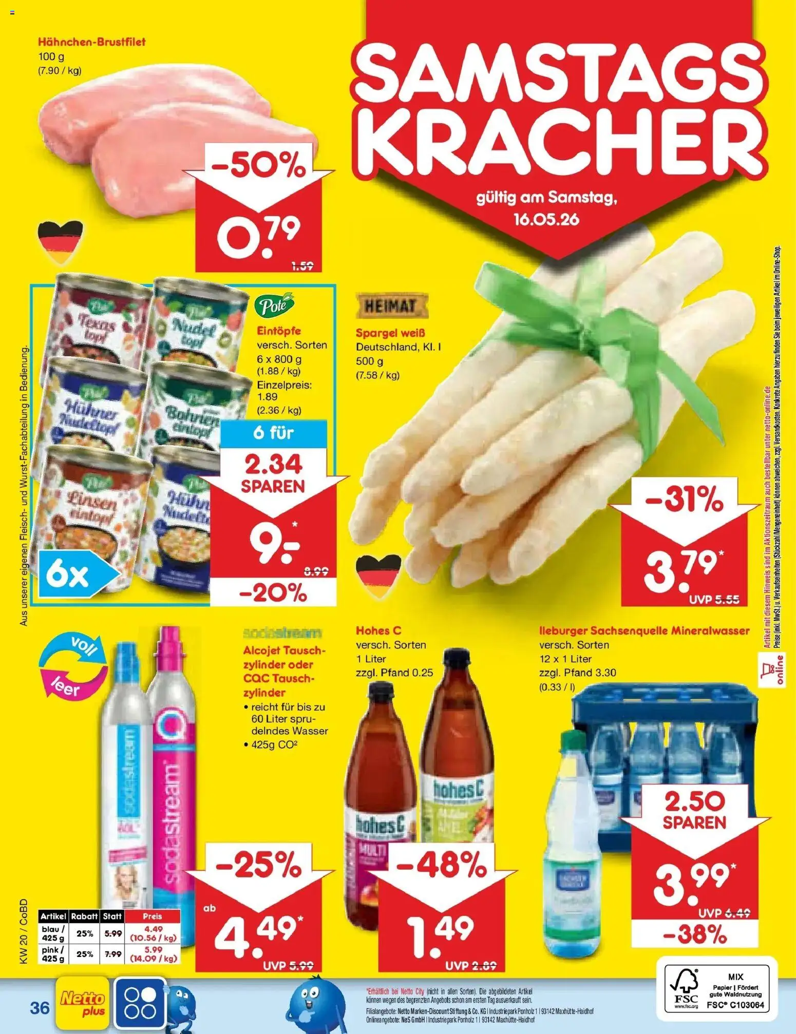 Netto Marken-Discount Prospekt Delitzsch	 – gültig ab 10.05.2026 | Seite: 45 | Produkte: Spargel, Mineralwasser, Wasser, Hohes c