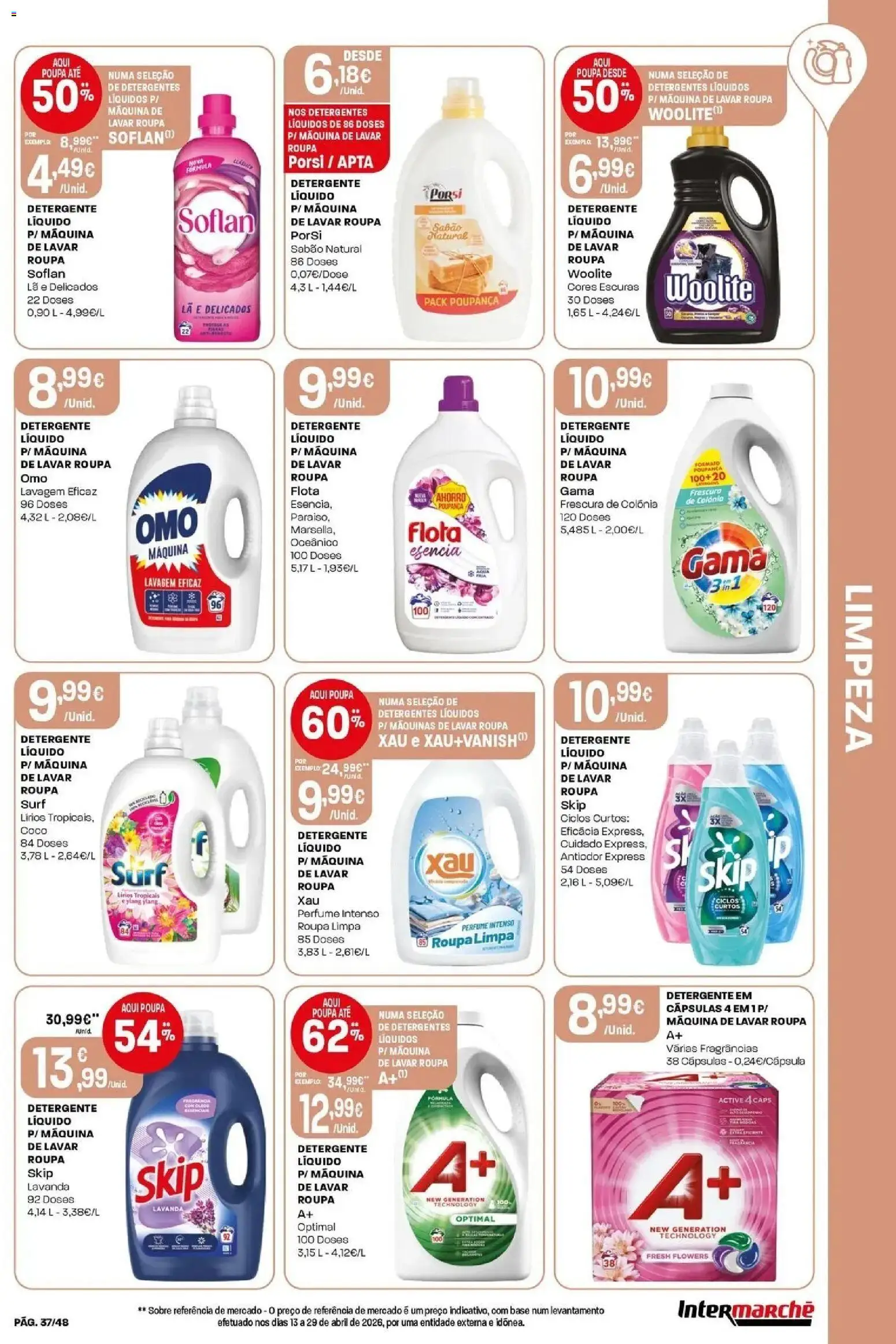 Intermarché - Isto é que são preços BAIXOS! │ válido de 28.05.2026 | Página: 37 | Produtos: Máquinas de Lavar Roupa, Sabão, Base, Detergente