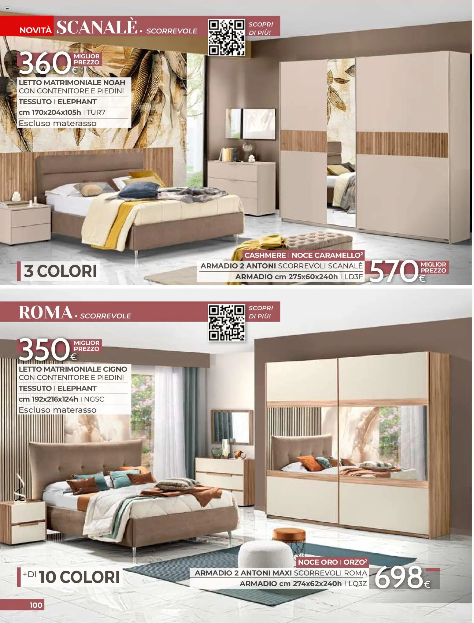 Volantino Mondo Convenienza del 01/09/2026 | Pagina: 102 | Prodotti: Letto matrimoniale, Letto, Materasso, Armadio