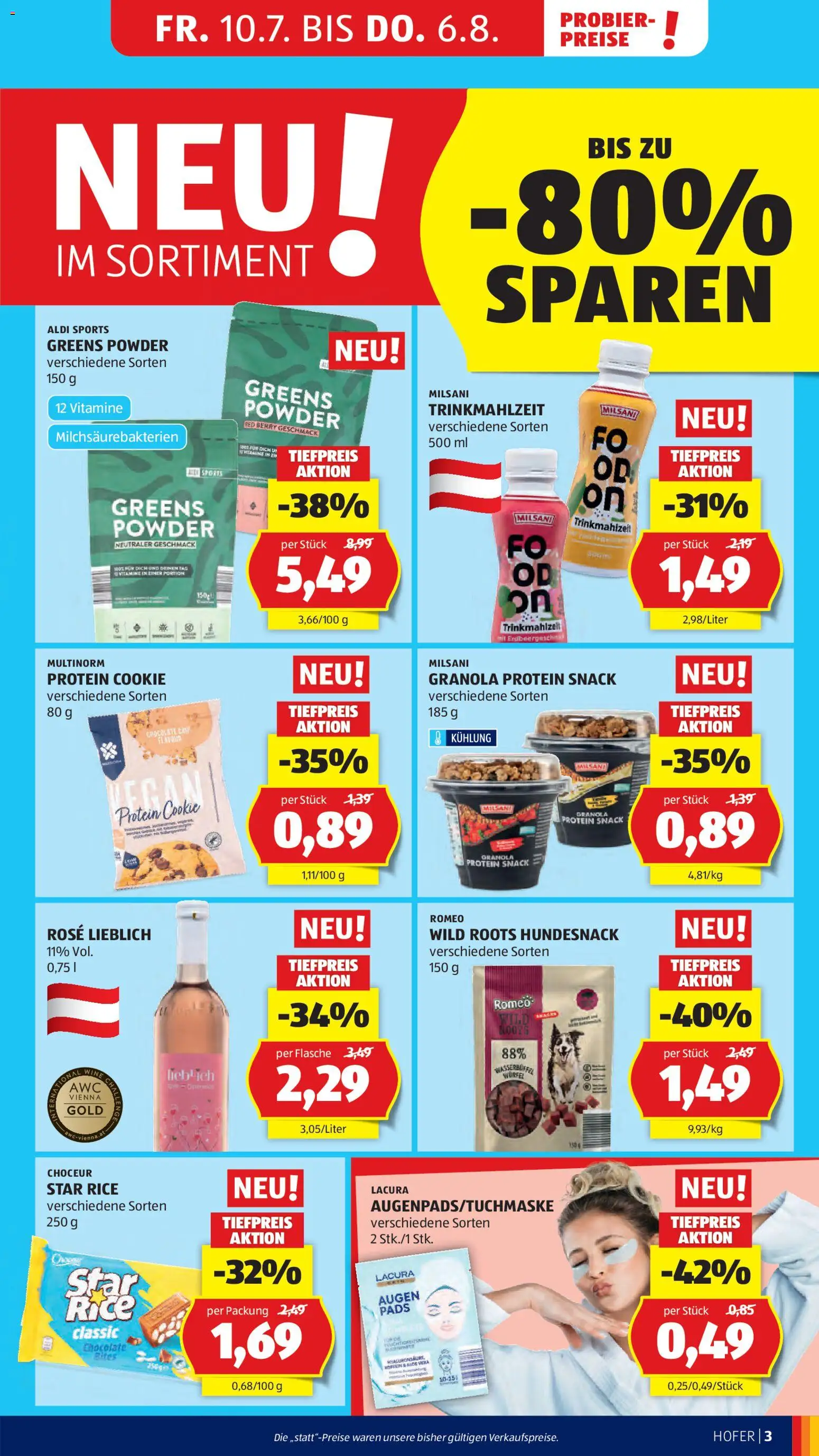 Hofer AT akciós ujság - amely érvényes a következő dátumtól: 2026.07.10. | Oldal: 7 | Termékek: Protein, Granola
