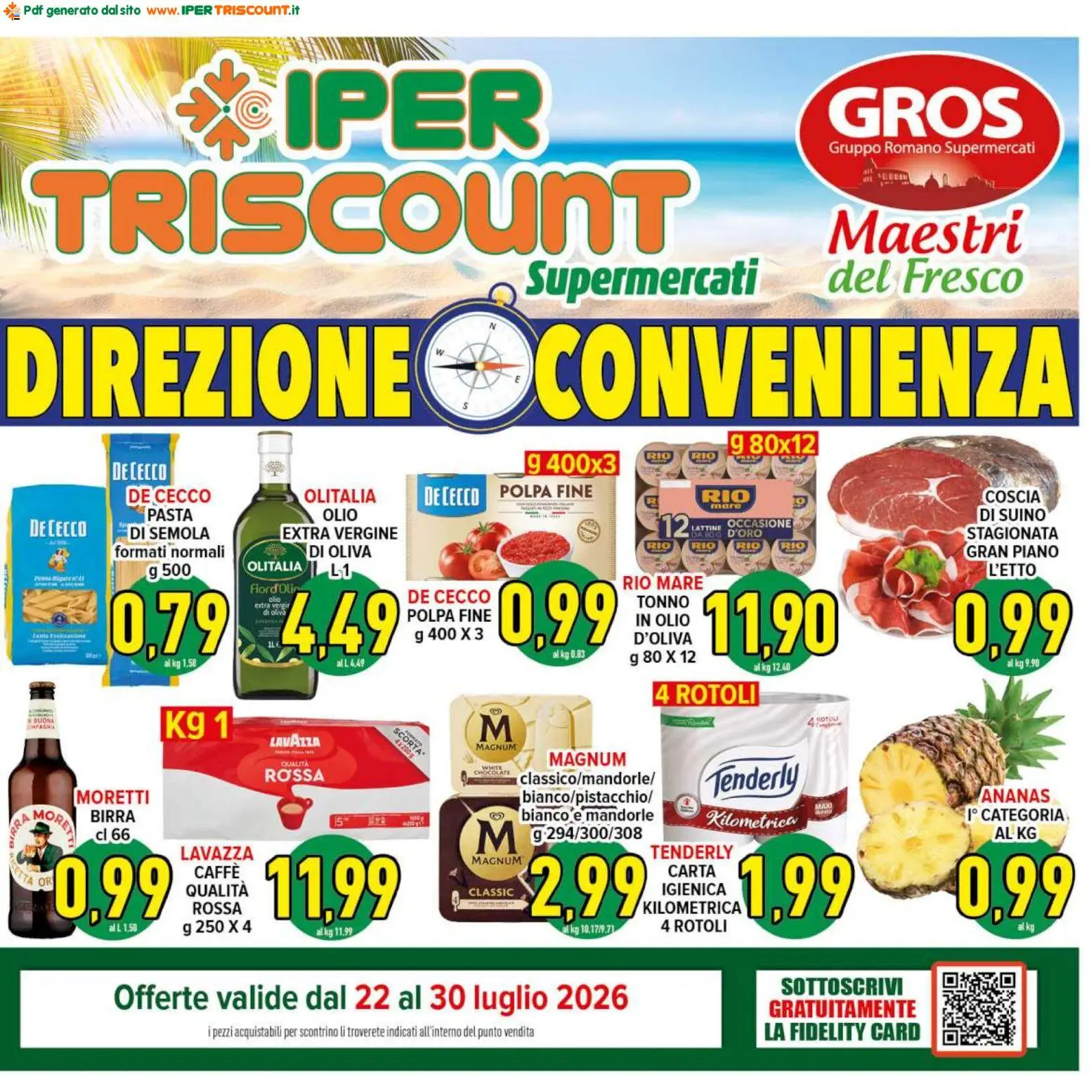 Volantino Ipertriscount del 22/07/2026 | Pagina: 1 | Prodotti: Birra, Olio, Ananas, Mandorle