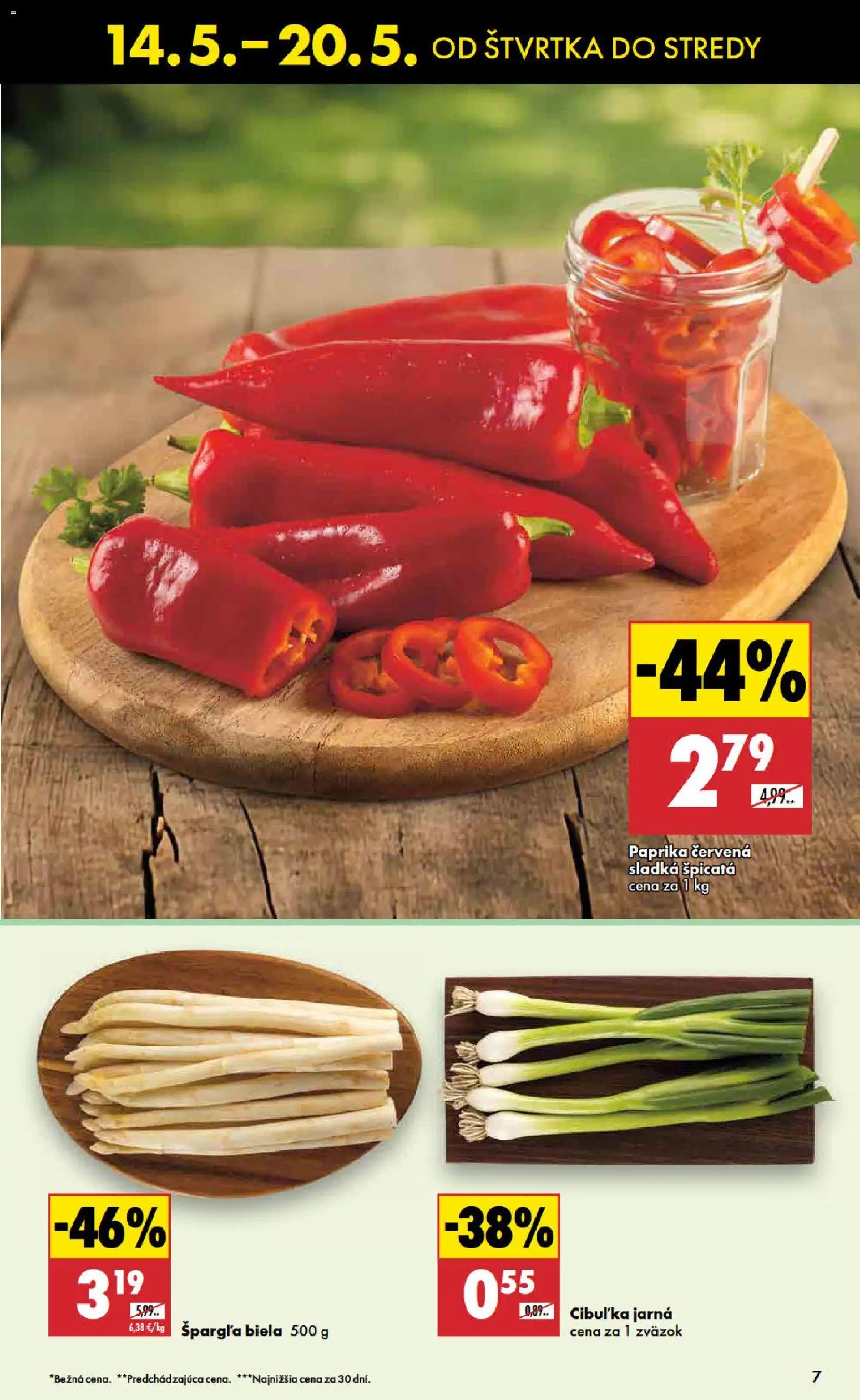 Nové Biedronka akcie – leták je platný od 14.05.2026 | Strana: 7 | Produkty: Paprika, Špargľa