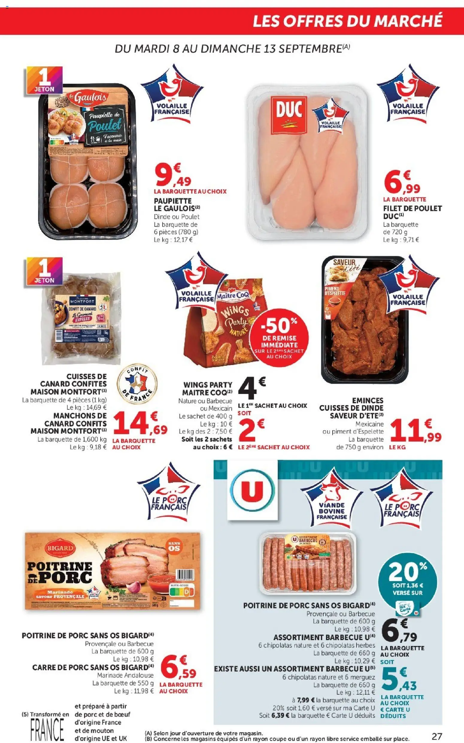 {H1} | Page: 27 | Produits: Barbecue, Poitrine de porc, Merguez, Chipolatas