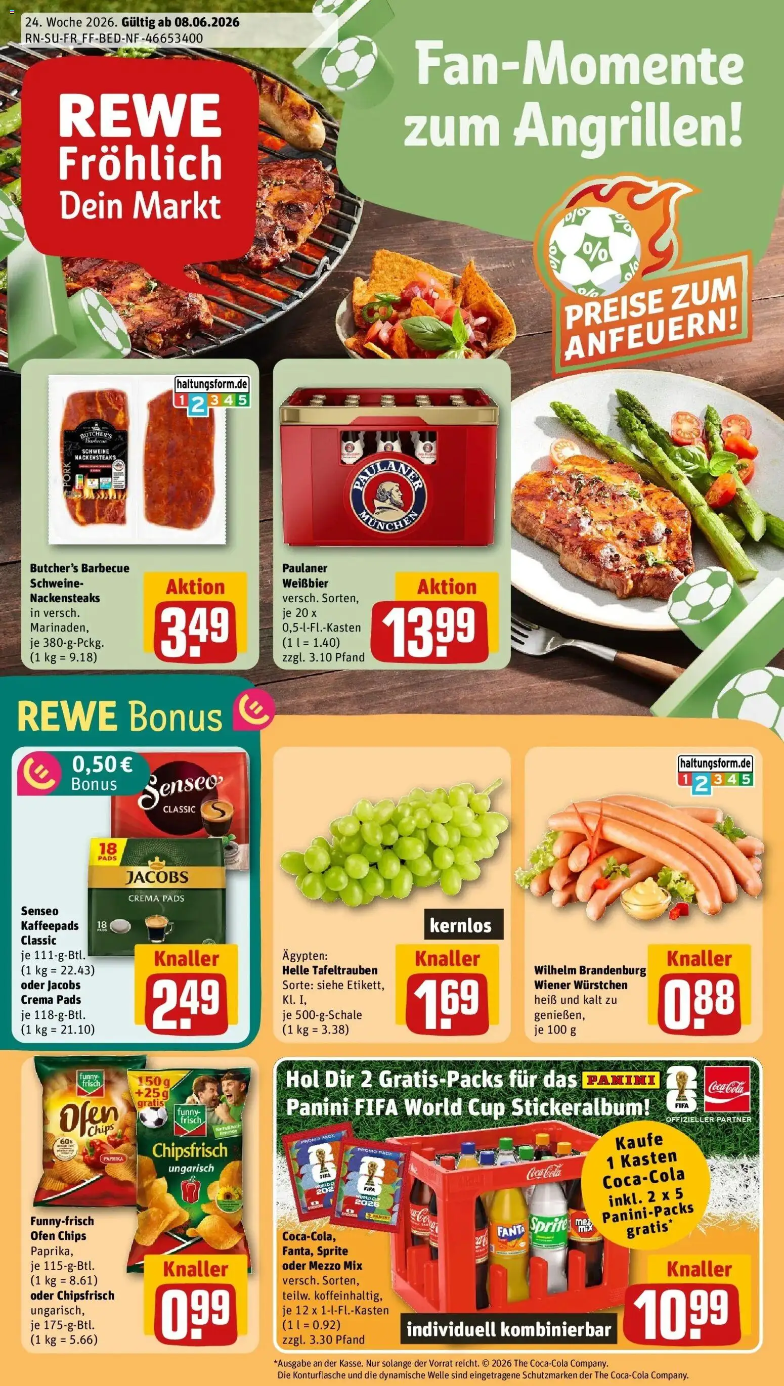 Rewe Prospekt Bamberg – gültig ab 08.06.2026 | Seite: 1 | Produkte: Ofen, Coca cola, Weißbier, Paprika