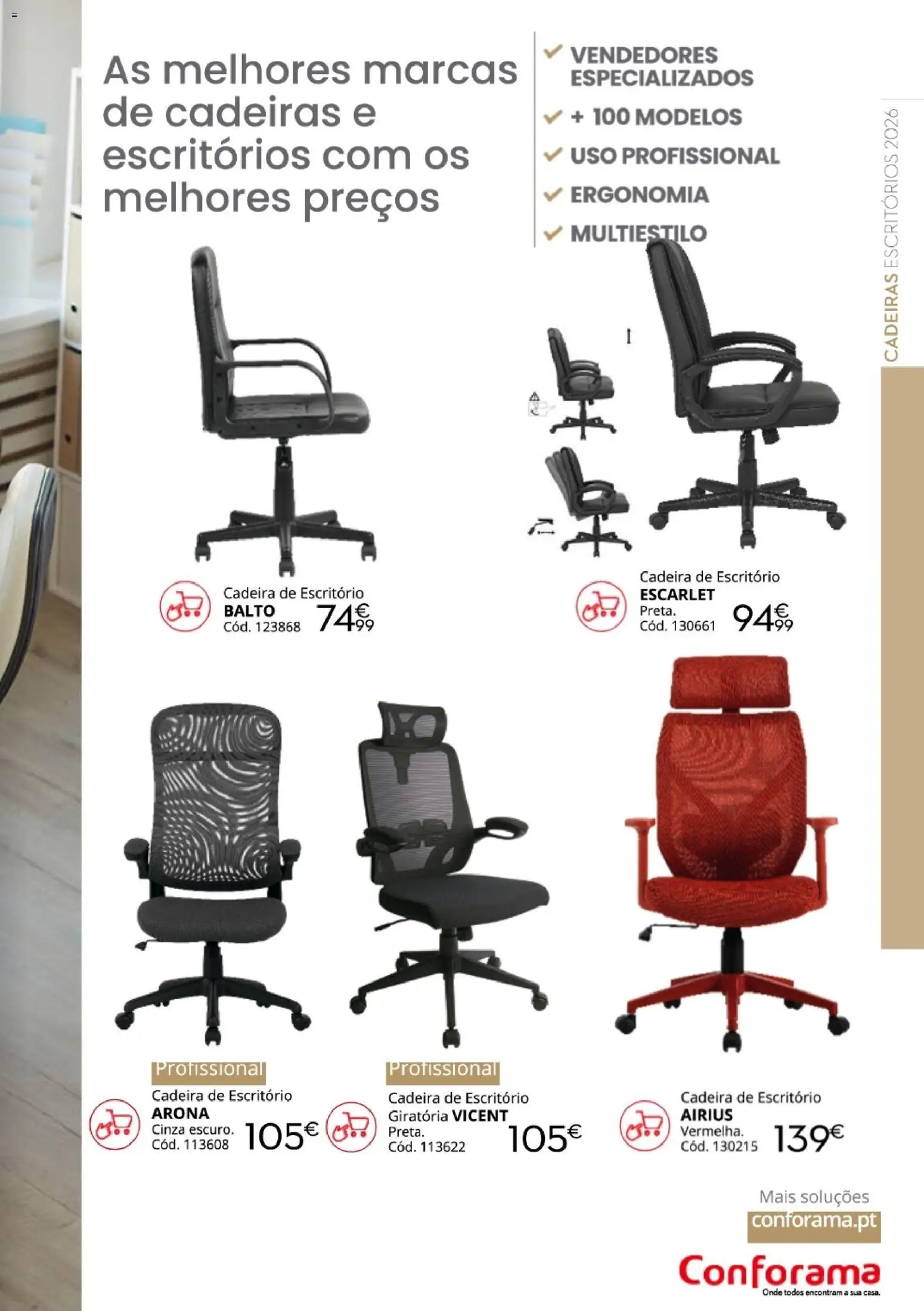 Conforama Escritórios for all │ válido de 12/08/2026 | Página: 7 | Produtos: Cadeiras, Cadeira de escritório, Cadeira