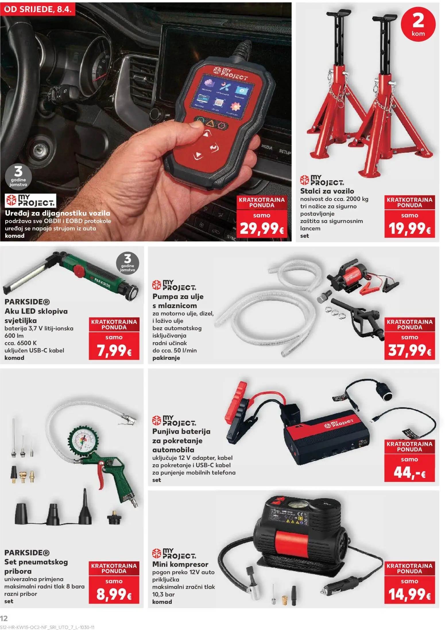 Kaufland katalog | vrijedi od 08.04.2026 | Stranica: 12 | Proizvodi: Baterija, Svjetiljka, Ulje, Kabel