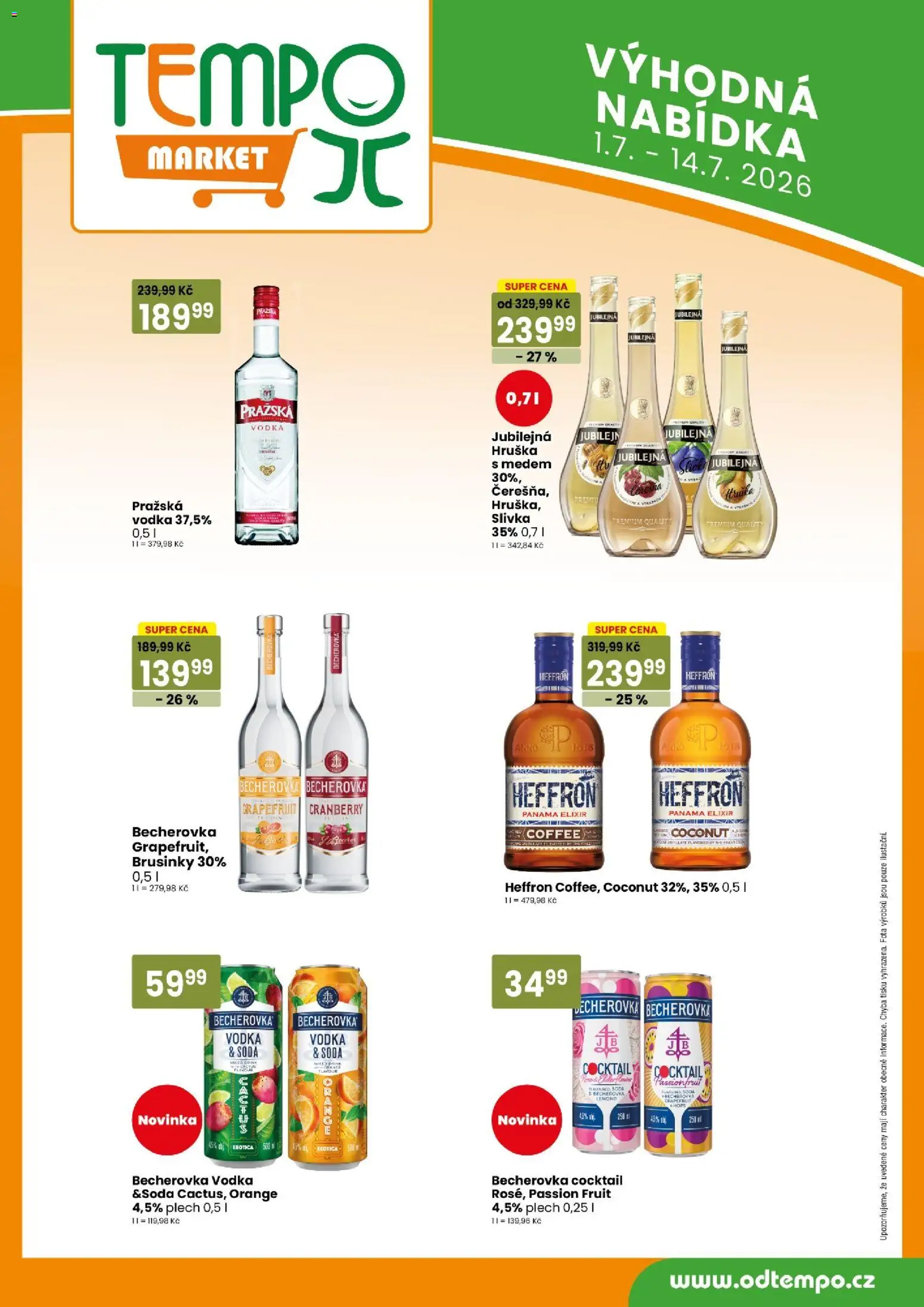 Tempo leták od 01.07.2026 | Strana: 9 | Produkty: Vodka, Brusinky, Becherovka, Jubilejná Hruška