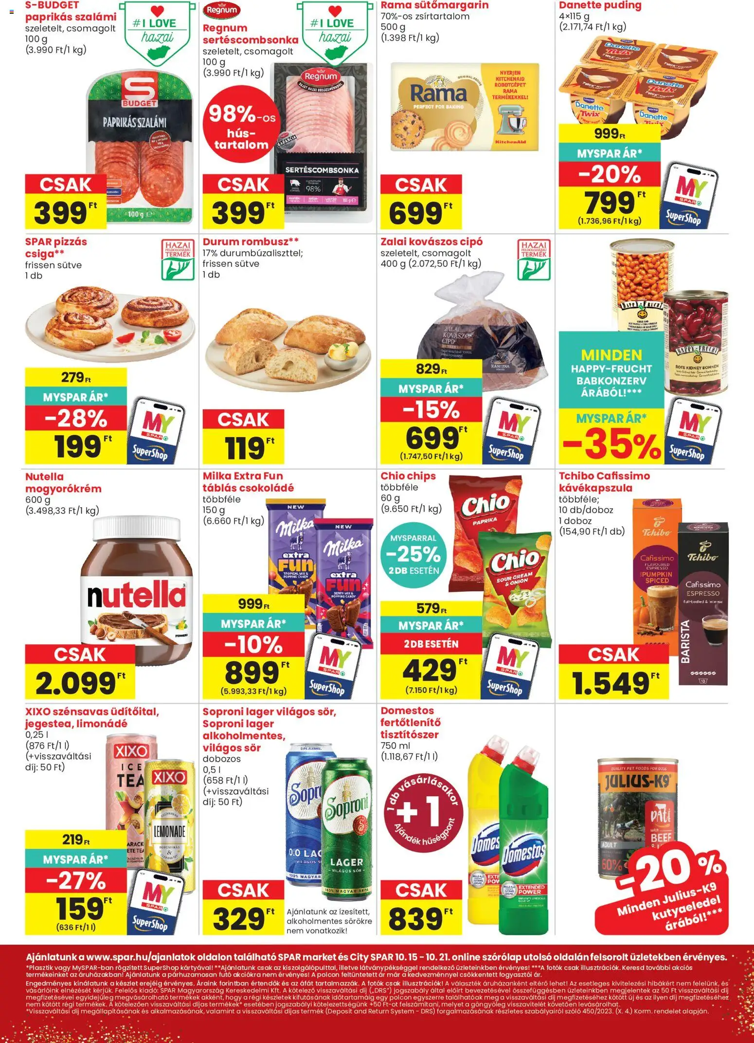 Spar akciós ujság - amely érvényes a következő dátumtól: 2026.10.15. | Oldal: 2 | Termékek: Chio, Milka, Szalámi, Tisztítószer