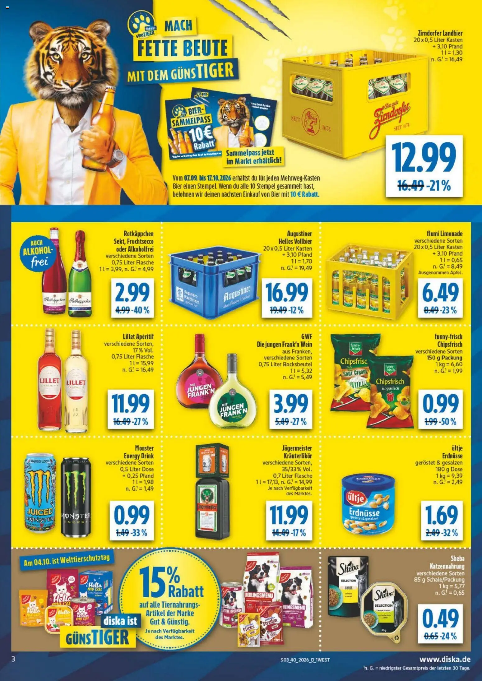 Diska Bayern – gültig ab 28.09.2026 | Seite: 3 | Produkte: Erdnüsse, Bier, Limonade, Wein