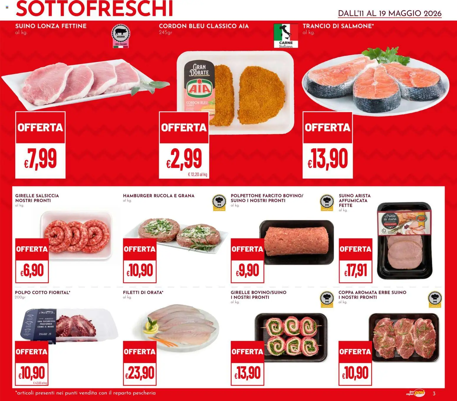 Volantino Pan del 11.05.2026 | Pagina: 3 | Prodotti: Rucola, Polpo, Suino, Salsiccia