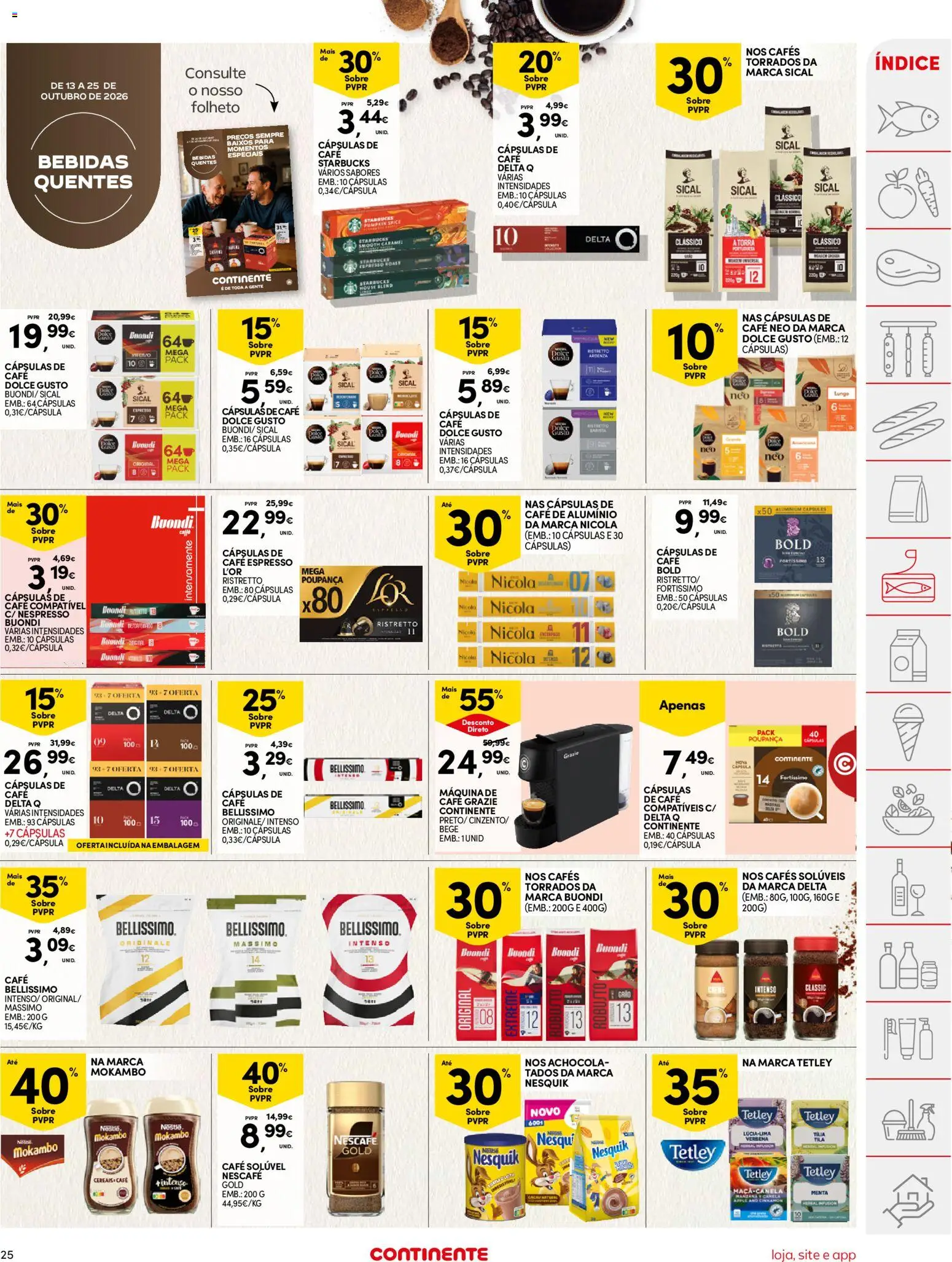 Continente folheto │ válido de 20/10/2026 | Página: 25 | Produtos: Câmera, Café solúvel, Nespresso, Dolce gusto