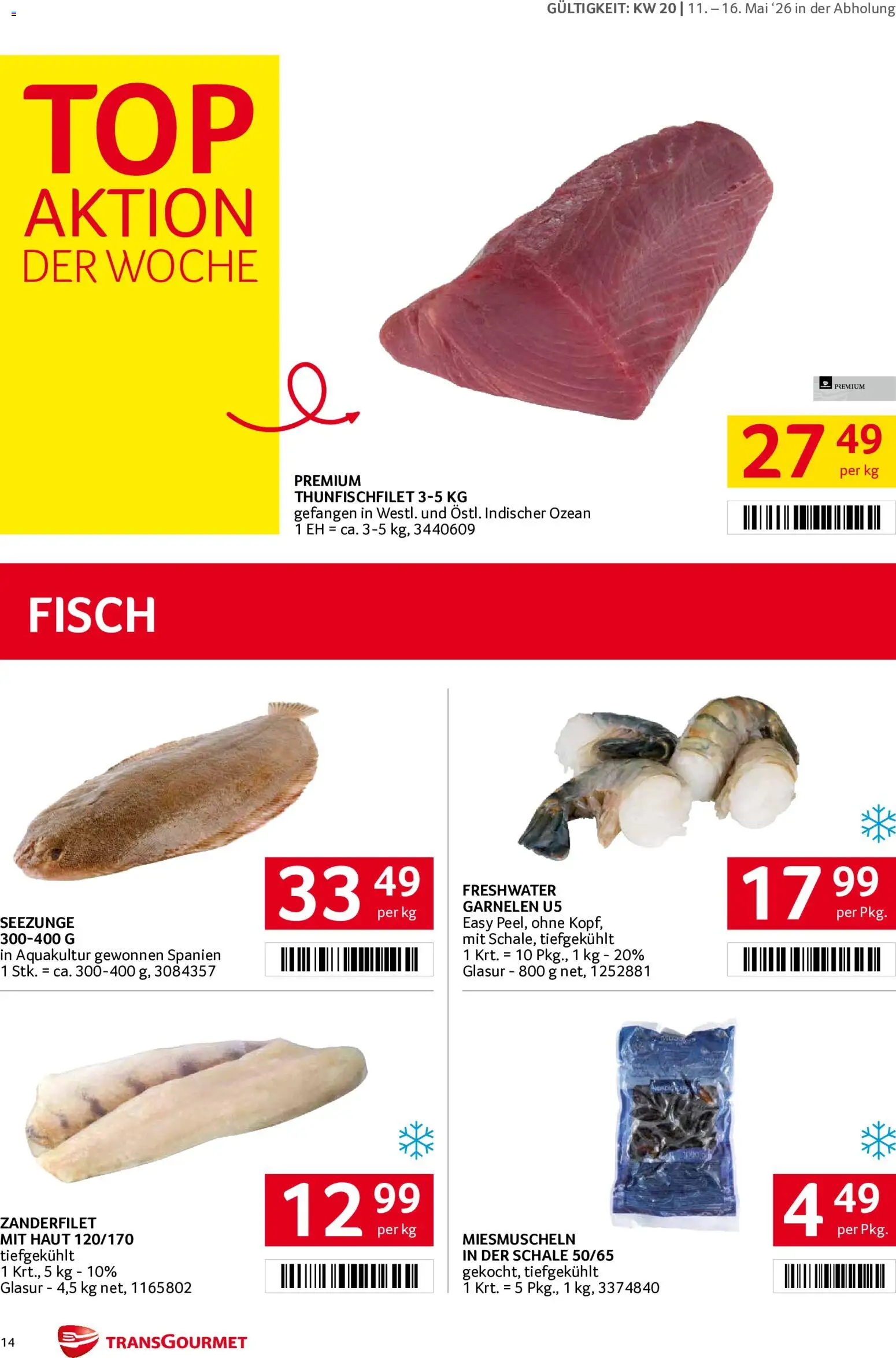 Transgourmet Flugblatt gültig ab 11.05.2026 | Seite: 14 | Produkte: Fisch
