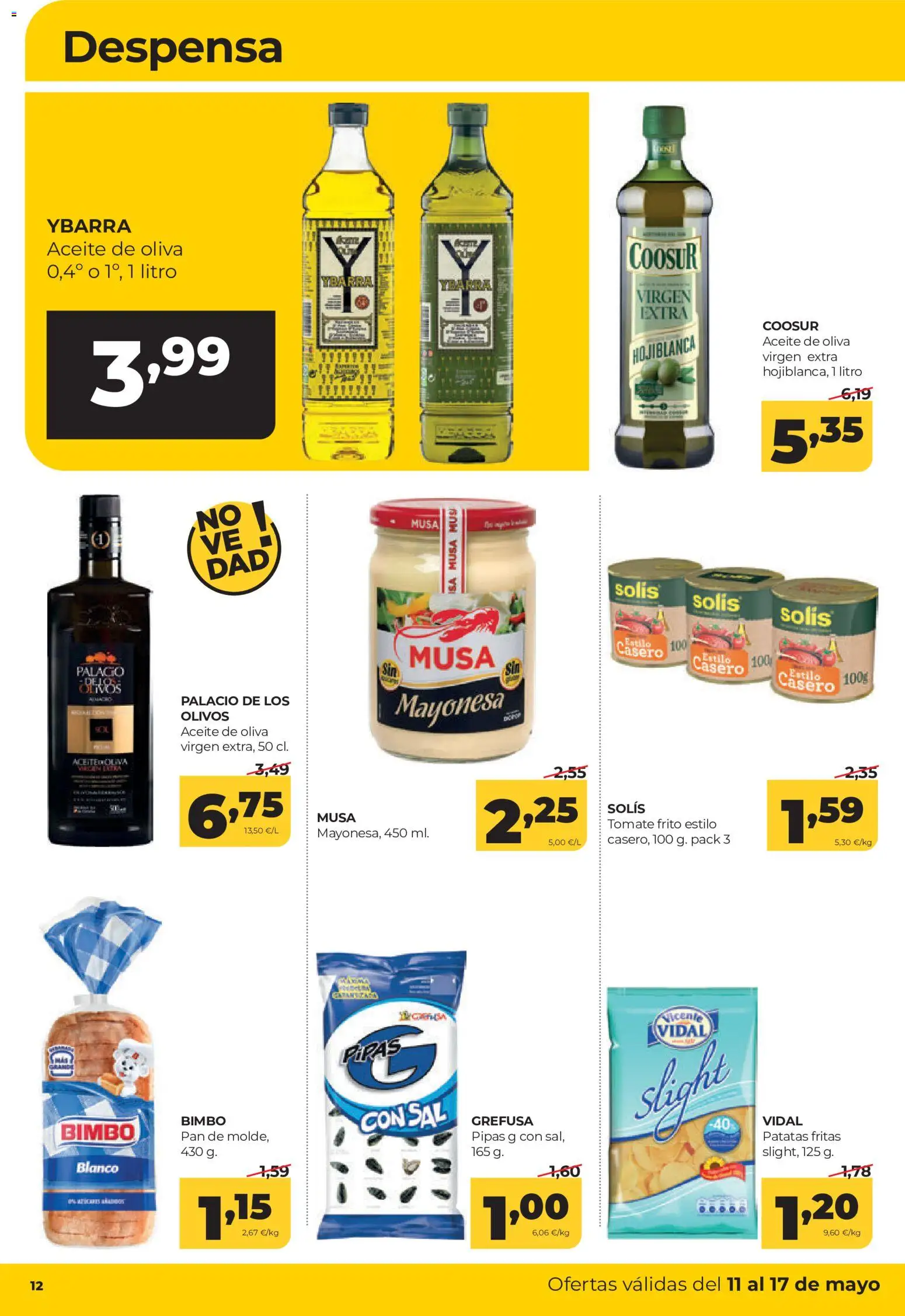 Alimerka folleto Asturias │ válido desde el 11.05.2026 | Página: 12 | Productos: Aceite, Pan, Aceite de oliva, Οθόνη προβολής