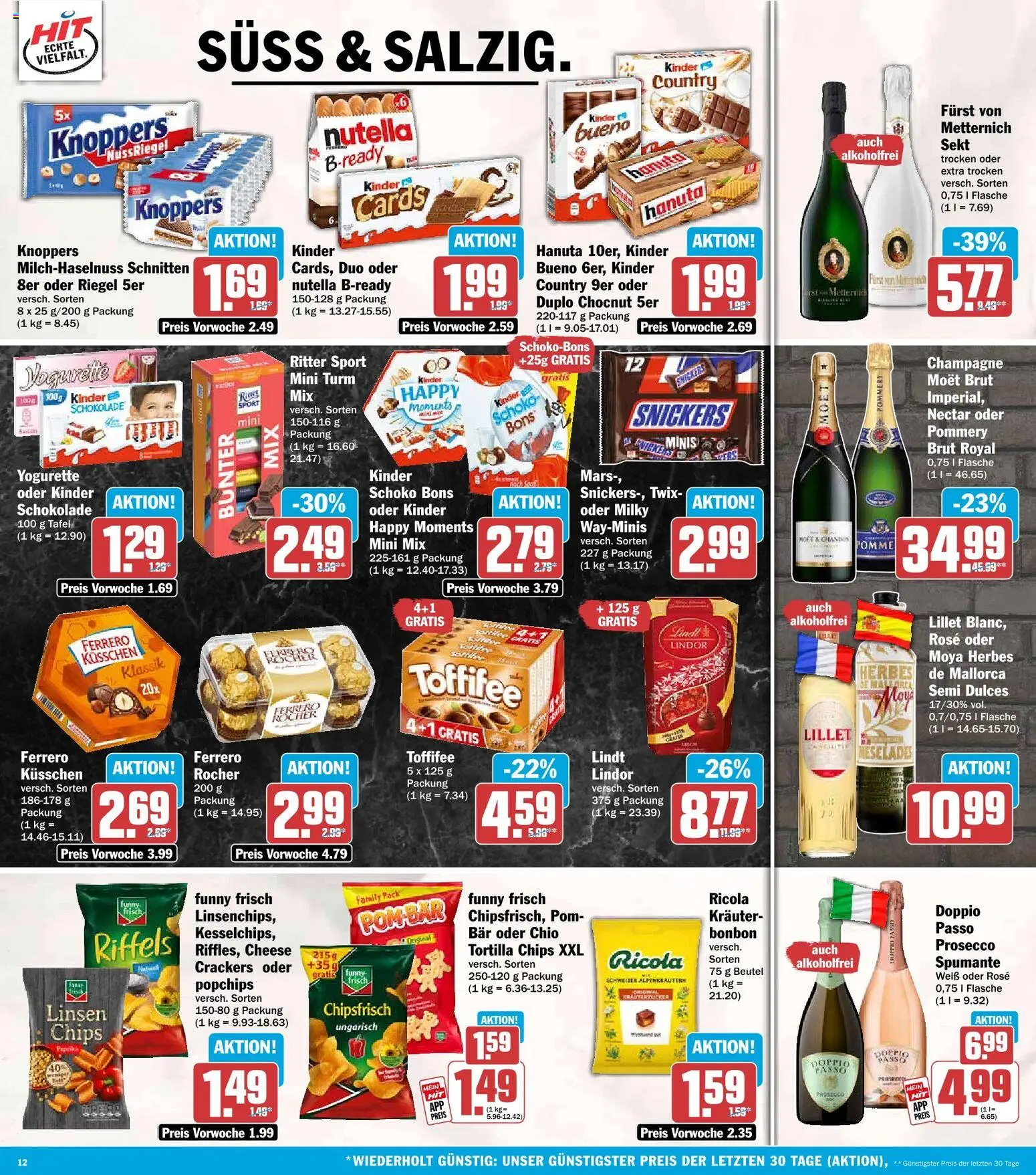 HIT Prospekt – gültig ab 28.09.2026 | Seite: 12 | Produkte: Twix, Lindor, Toffifee, Kinder country
