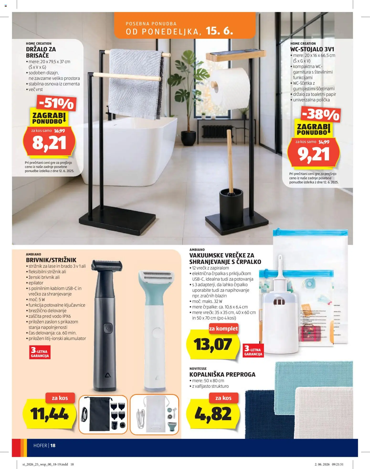 Hofer SI katalog | vrijedi od 10.06.2026 | Stranica: 18 | Proizvodi: Epilator, Toaletni papir