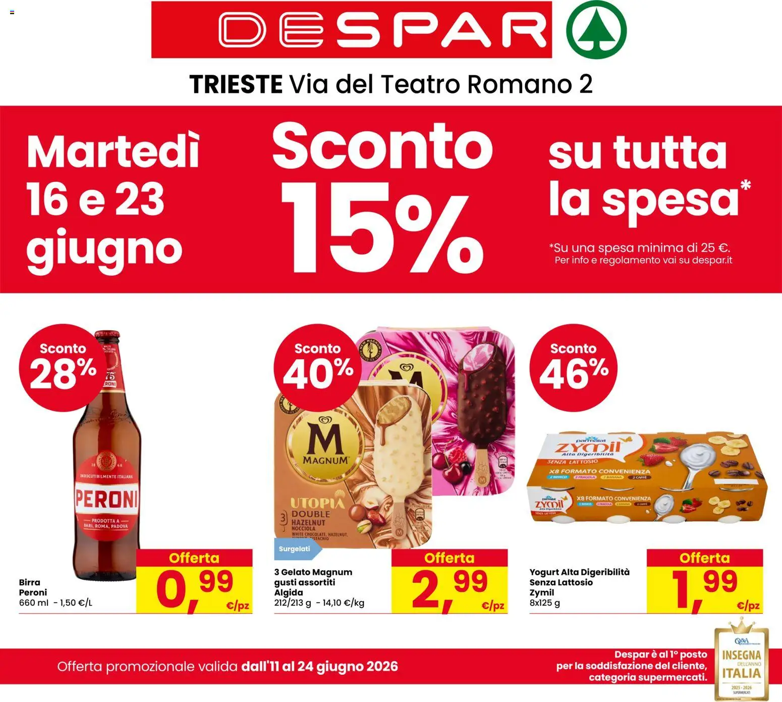 Volantino Despar del 11.06.2026 | Pagina: 1 | Prodotti: Yogurt, Birra, Gelato