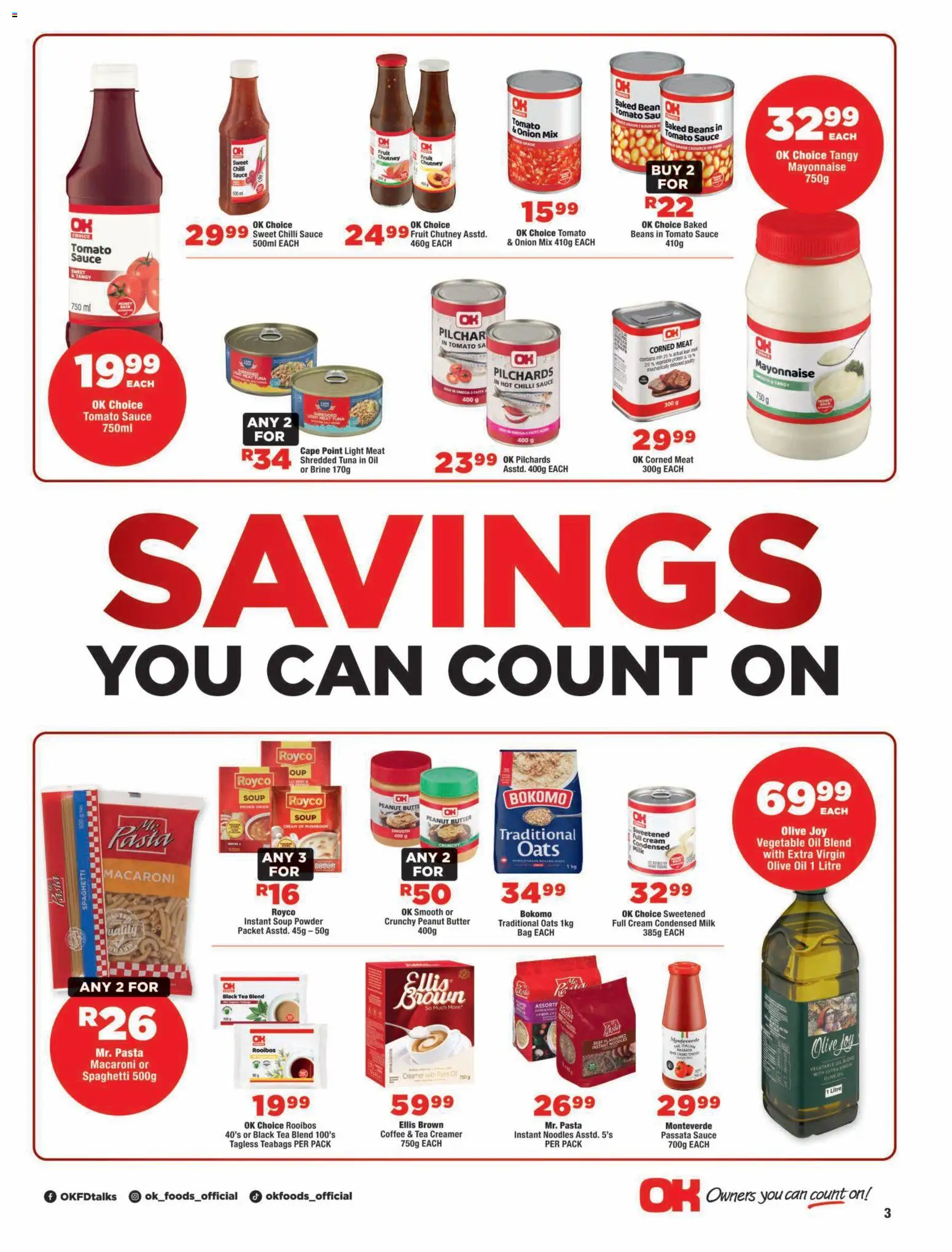 New OK Foods catalogue – valid from 12/08/2026 | Page: 3 | Products: Bag, Butter, Pasta, Fruit