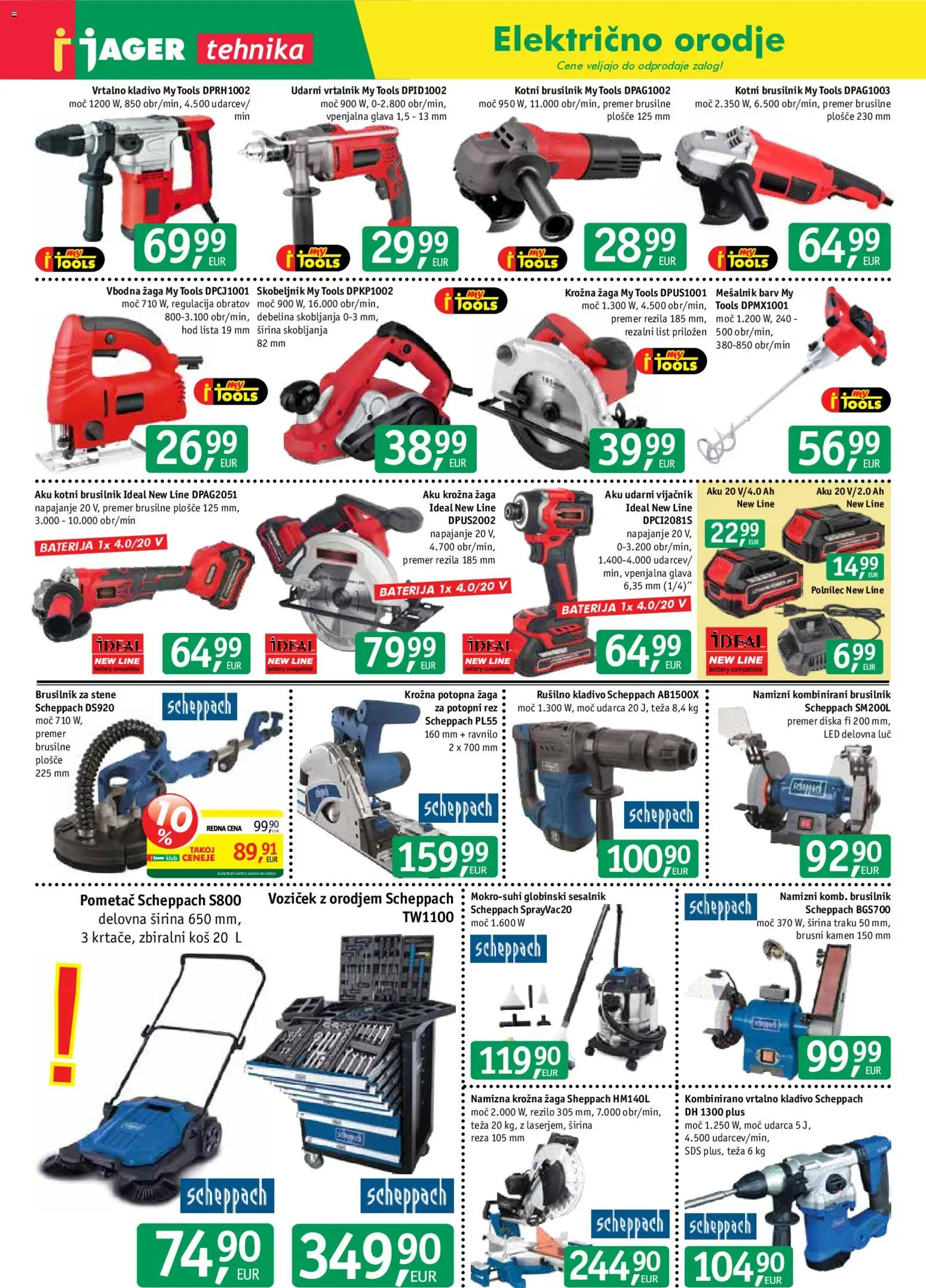 Novi Jager katalog ponudbe – veljaven od 03.06.2026 | Stran: 5 | Izdelki: Teza, Voziček, Vrtalnik, Kladivo
