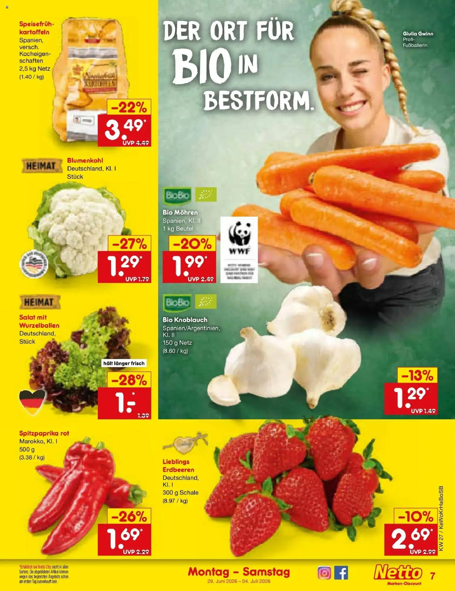 Netto Marken-Discount Prospekt Mannheim – gültig ab 28.06.2026 | Seite: 9 | Produkte: Kartoffeln, Knoblauch, Erdbeeren, Salat