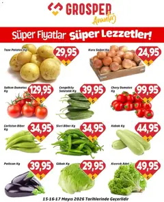 15.05.2026 tarihinden itibaren geçerli olan Grosper kataloğu önizlemesi | Sayfa: 1 | Ürünler: Kabak, Domates, Salatalık, Patates