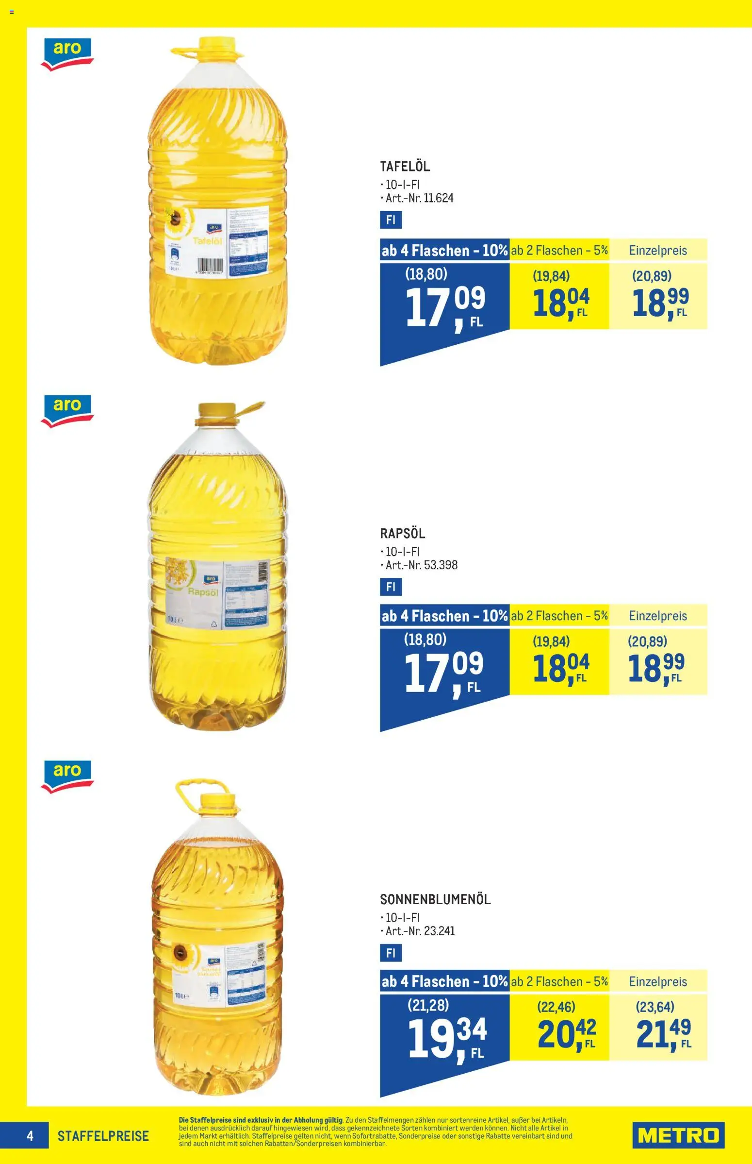 Metro angebote Profi gültig ab 01.10.2026 | Seite: 4 | Produkte: Rapsöl