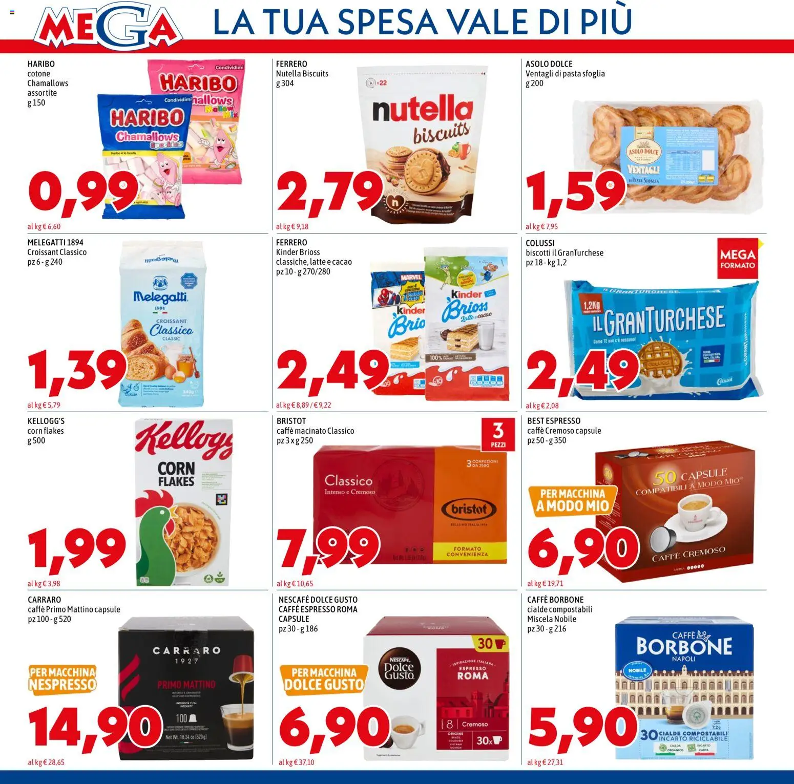 Volantino Mega del 03/09/2026 | Pagina: 10 | Prodotti: Caffè, Biscotti, Croissant, Cialde