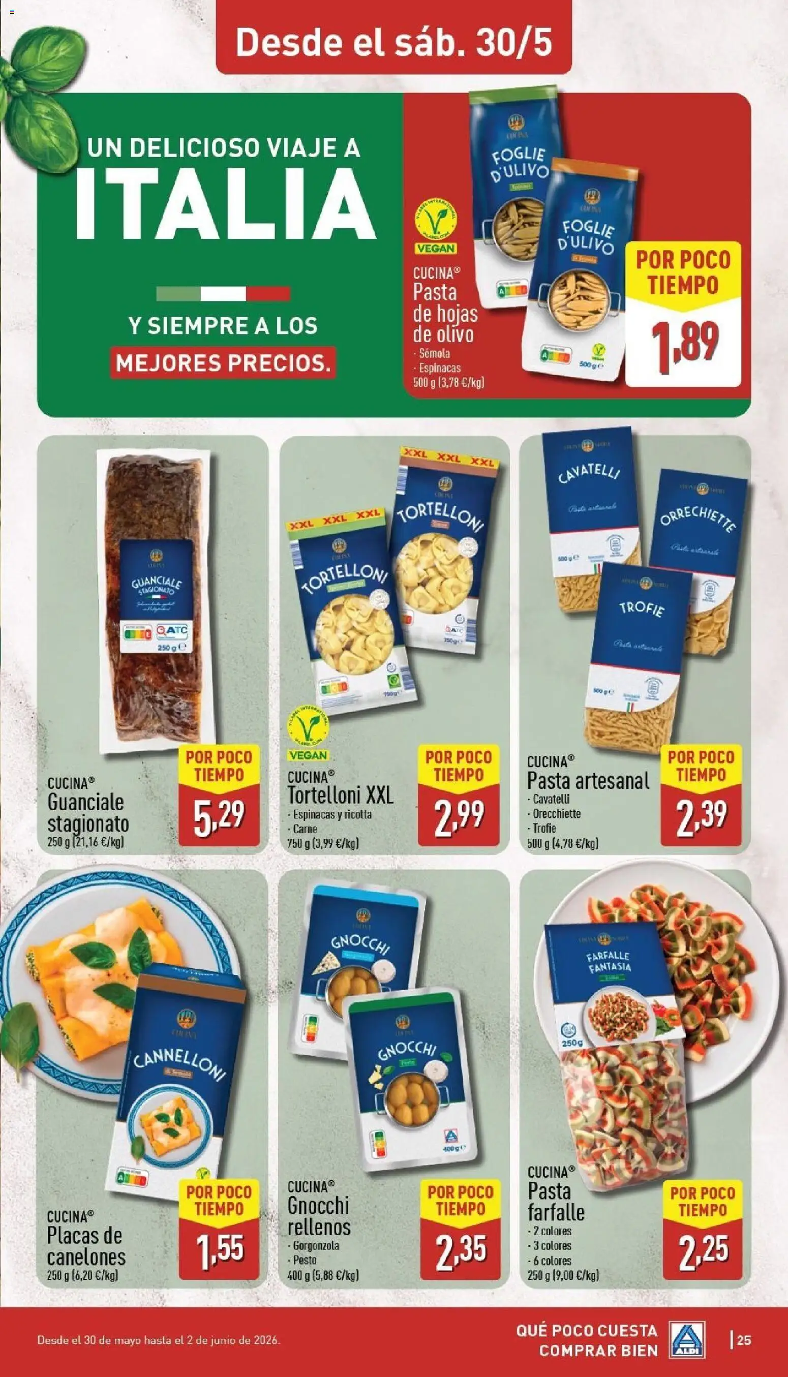 Aldi folleto Península │ válido desde el 25.05.2026 | Página: 25 | Productos: Πορσελάνη, Pasta, Δαχτυλίδι φωτός, Canelones