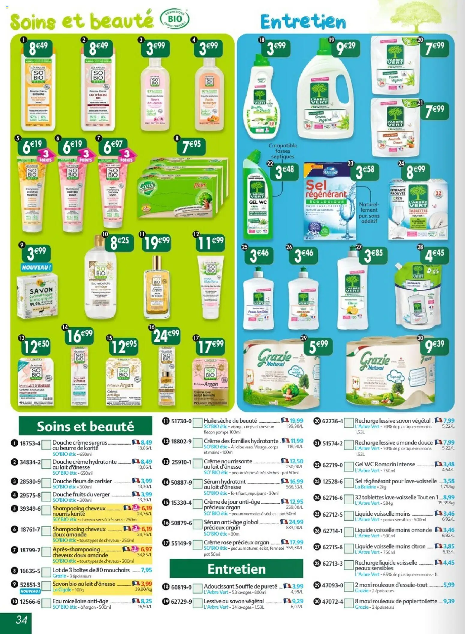 {H1} | Page: 34 | Produits: Citron, Sel, Adoucissant, Crème