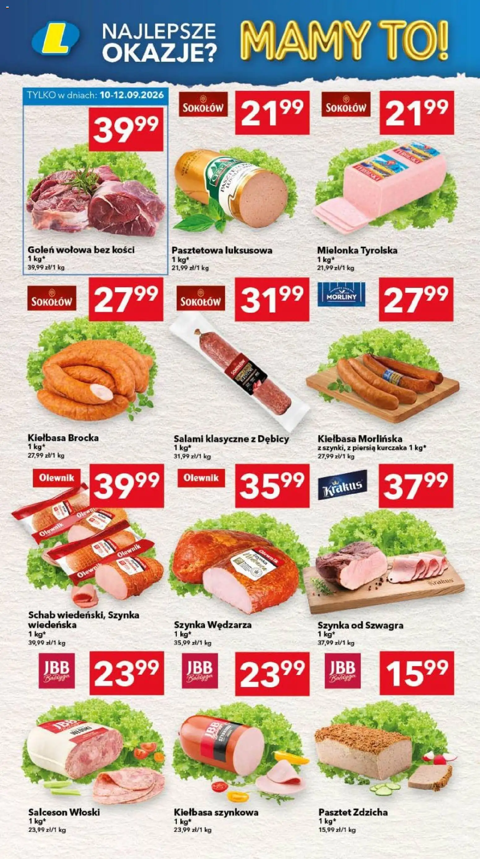 Lewiatan gazetka - Legnica od 10.09.2026 | Strona: 2 | Produkty: Mielonka tyrolska, Pasztet, Szynka, Salami
