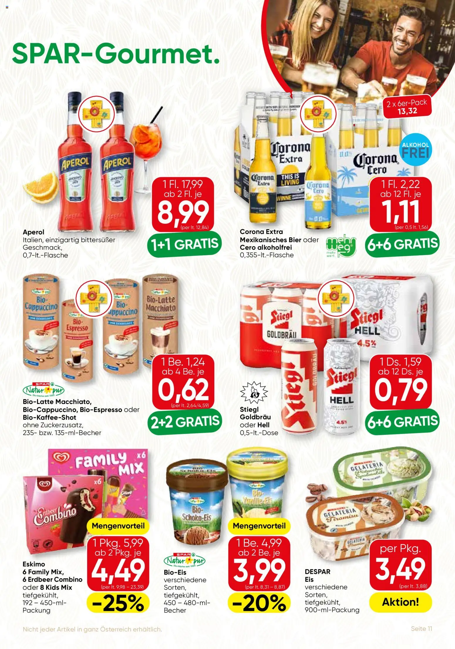 SPAR Gourmet Flugblatt gültig ab 16.07.2026 | Seite: 11 | Produkte: Aperol, TV, Corona Extra, Bier