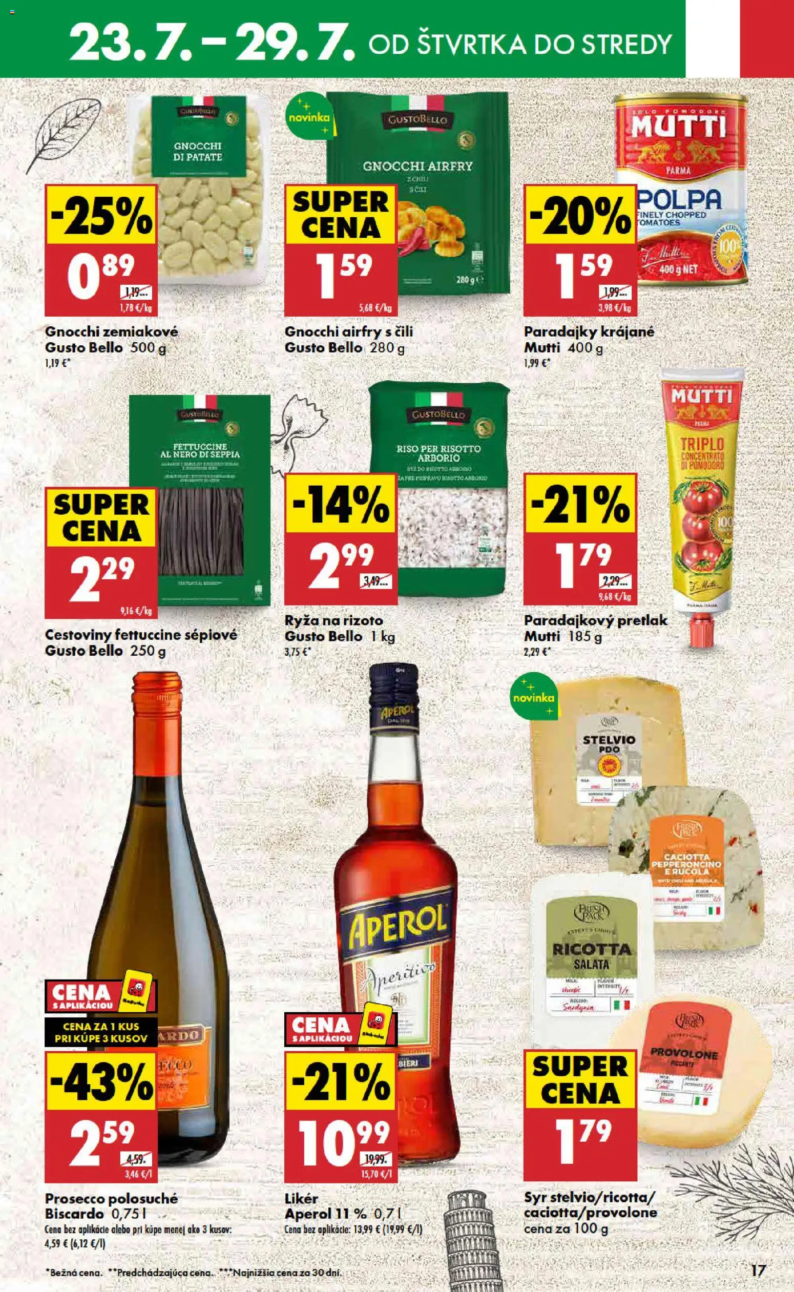 Nové Biedronka akcie – leták je platný od 23.07.2026 | Strana: 17 | Produkty: Syr, Paradajky, Ryža, Aperol