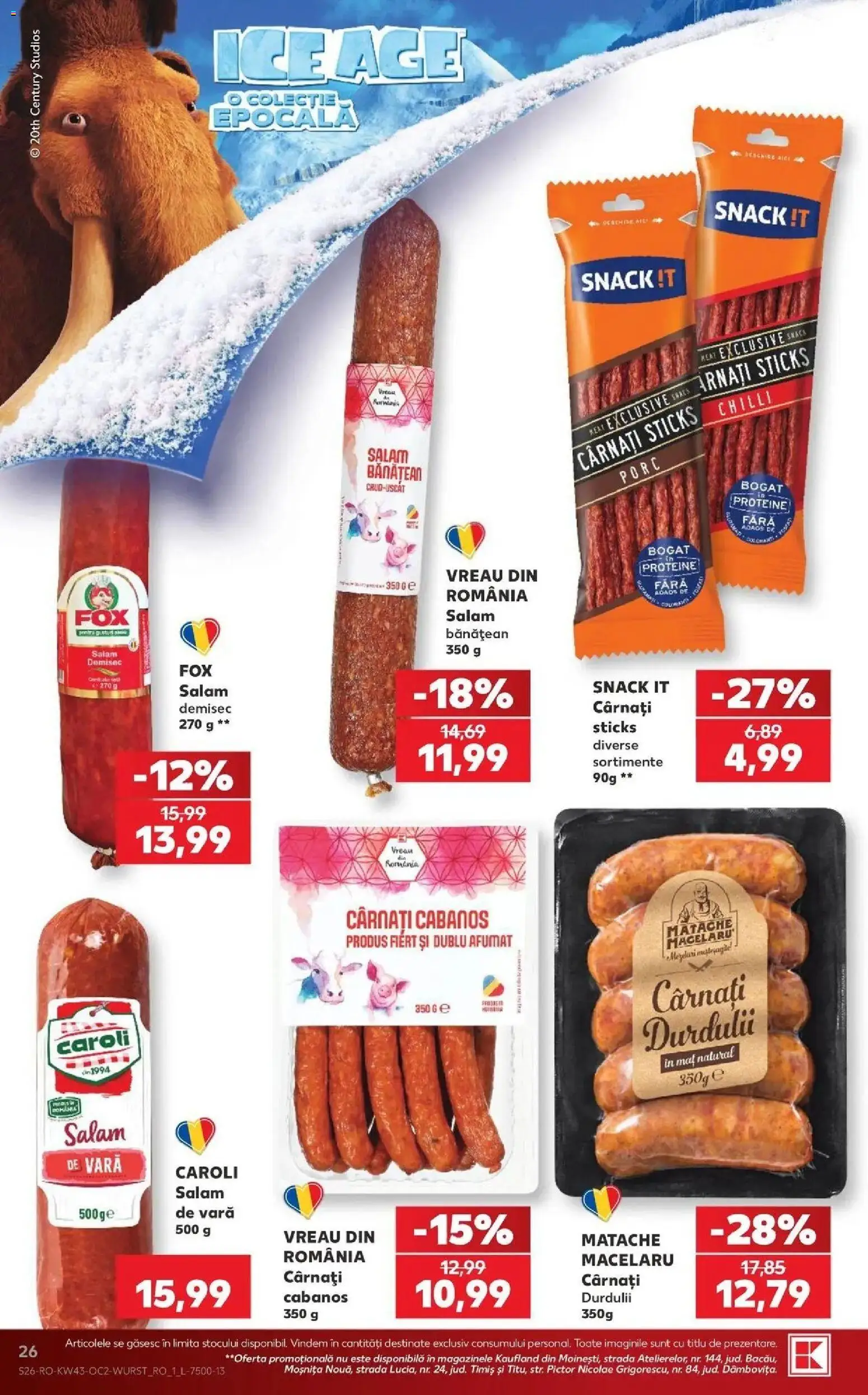 Kaufland Viseu de Sus 21.10.2026 - Revista si Oferta | Pagină: 26 | Produse: Proteine, Carnati sticks, Cabanos, Cârnați