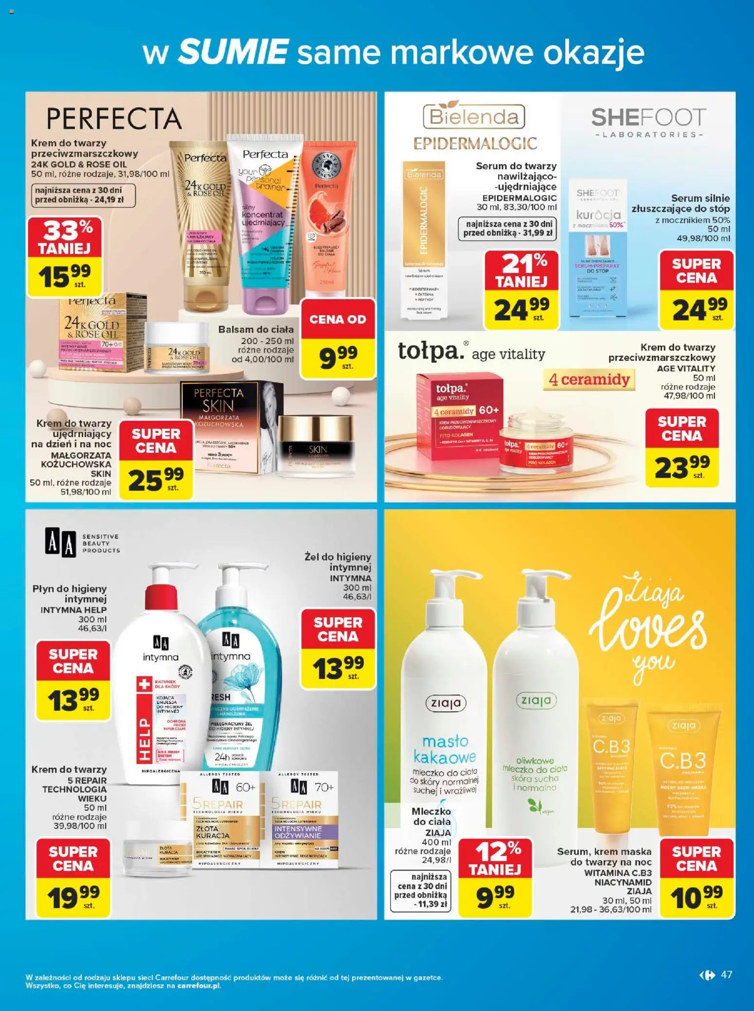 Carrefour gazetka - W sumie same markowe okazje od 08.06.2026 | Strona: 47 | Produkty: Maska, Mleczko do ciała, Krem, Krem do twarzy