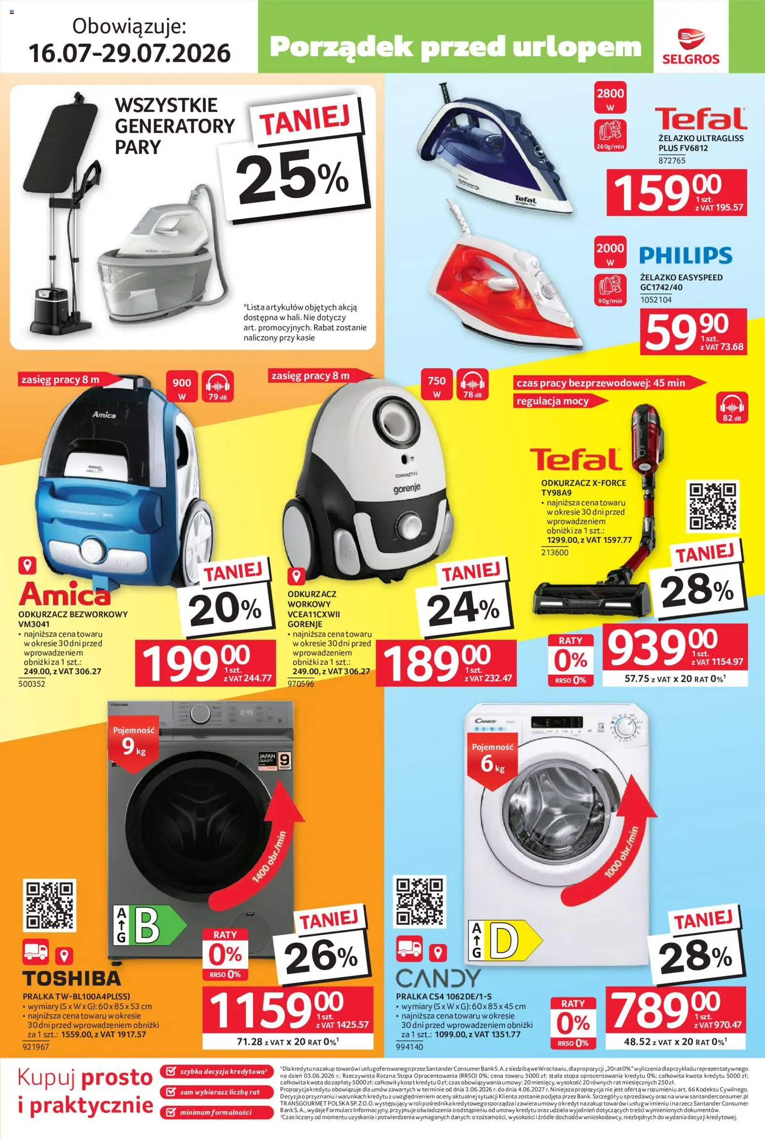 Selgros cash&carry gazetka - Black Weeks od 16.07.2026 | Strona: 11 | Produkty: Pralka, Odkurzacz, Tefal