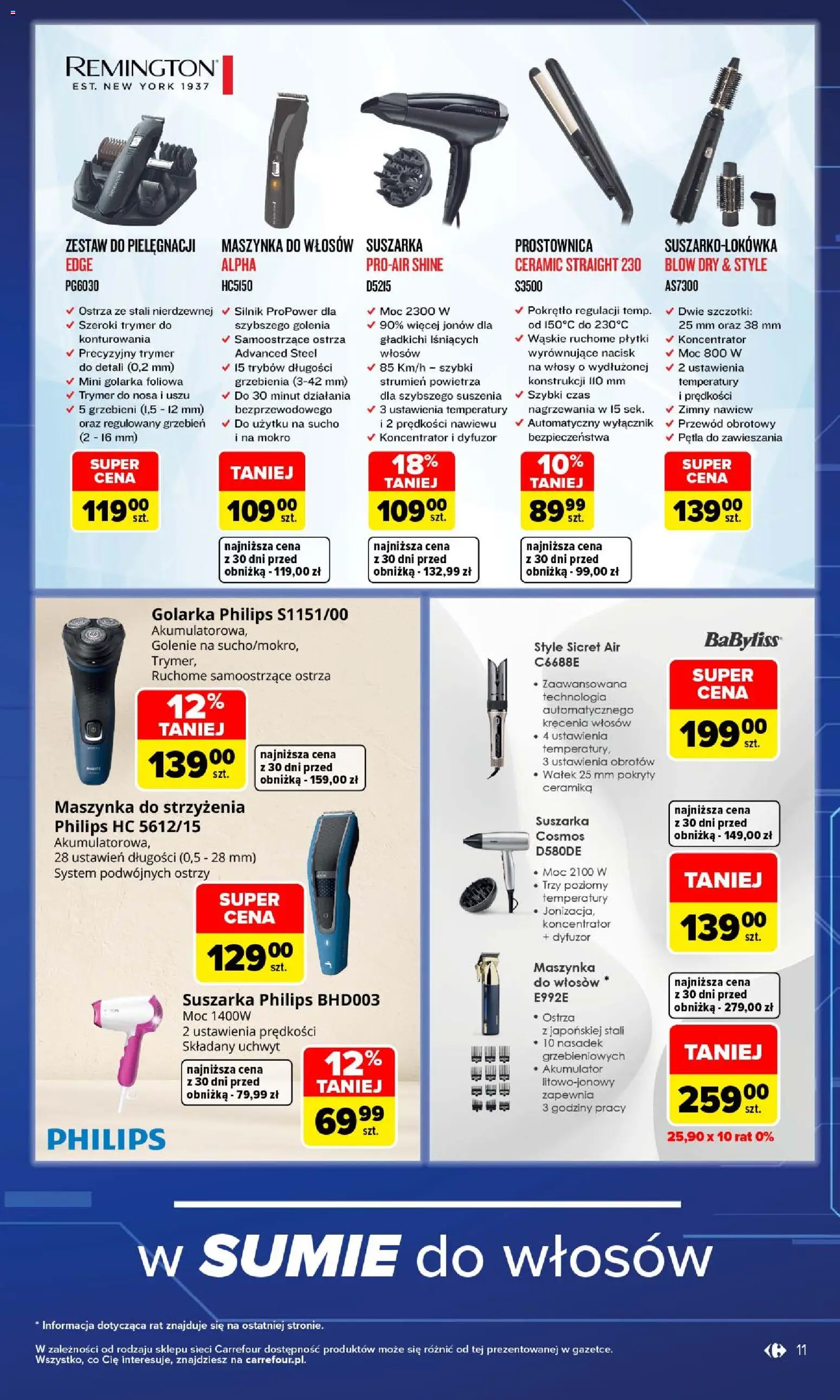 Carrefour gazetka - Multimedia dla każdego od 21.09.2026 | Strona: 11 | Produkty: Suszarka, Maszynka do strzyżenia, Maszynka do włosów, Grzebień