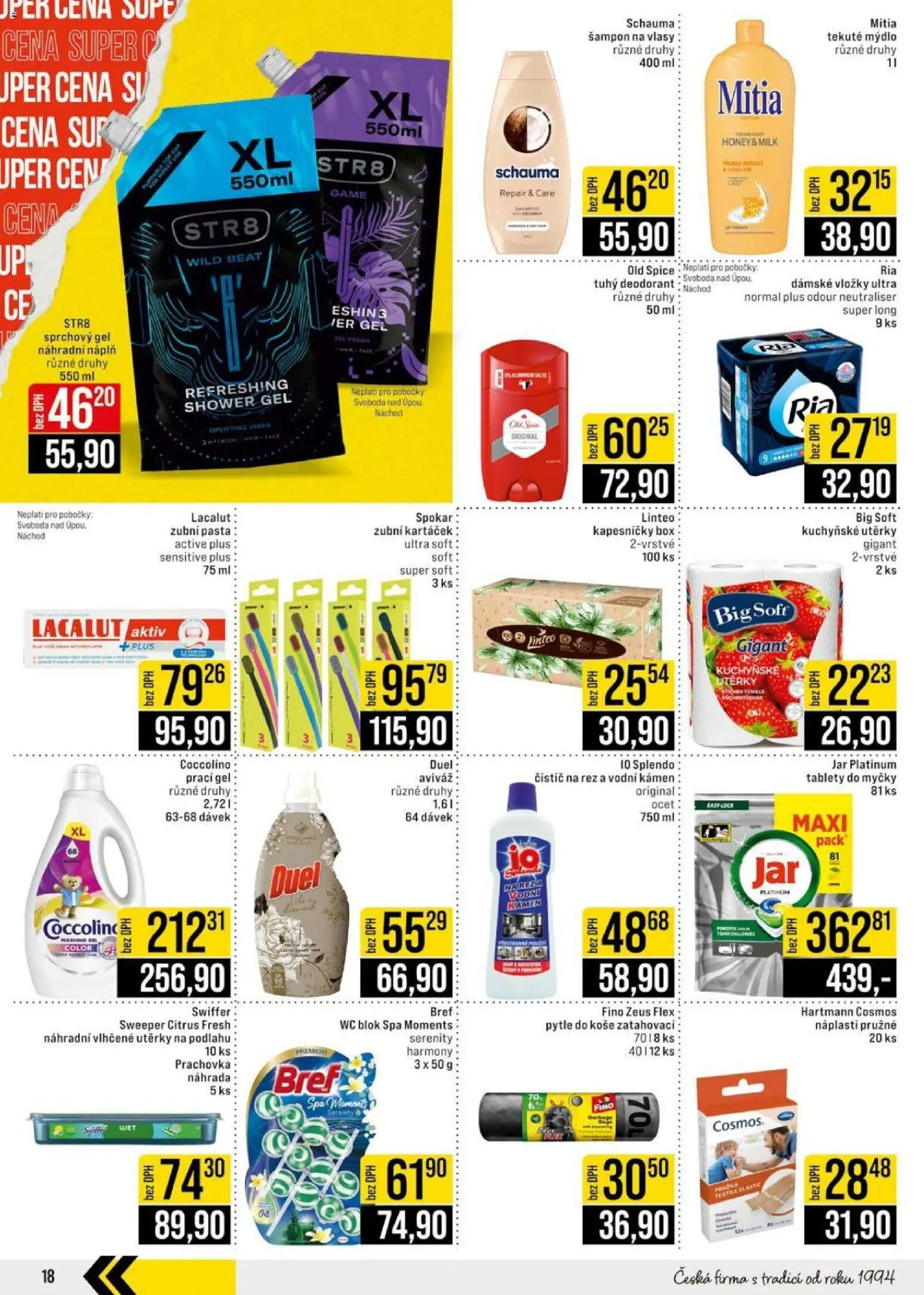 Jip leták - Cash & Carry od 08.07.2026 | Strana: 18 | Produkty: Deodorant, Zubní pasta, Coccolino, Blok