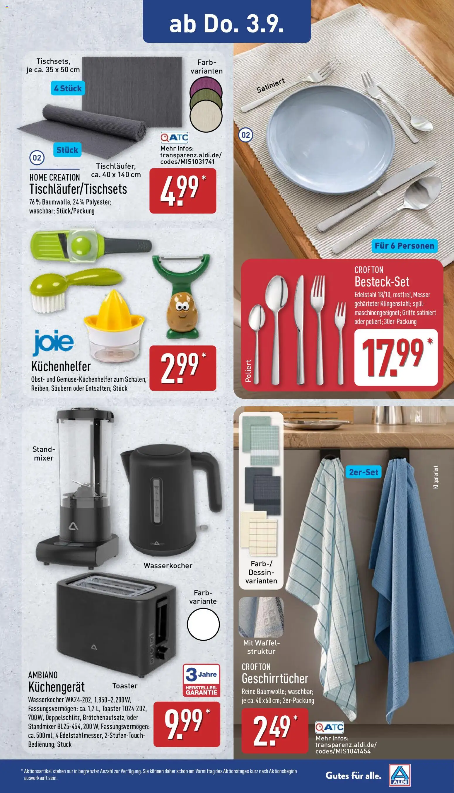 Aldi Prospekt – gültig ab 31.08.2026 | Seite: 11 | Produkte: Wasserkocher, Mixer, Obst, Home creation