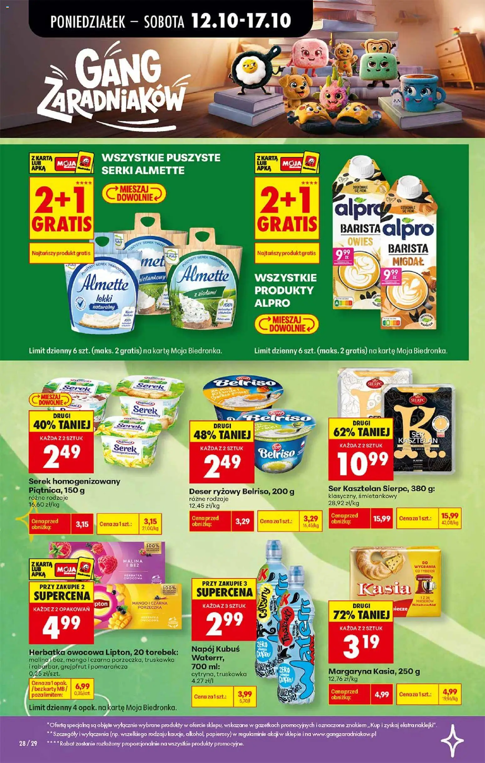 Biedronka gazetka - Gang zaradniaków od 12.10.2026 | Strona: 3 | Produkty: Margaryna kasia, Malina, Cream cheese, Margaryna