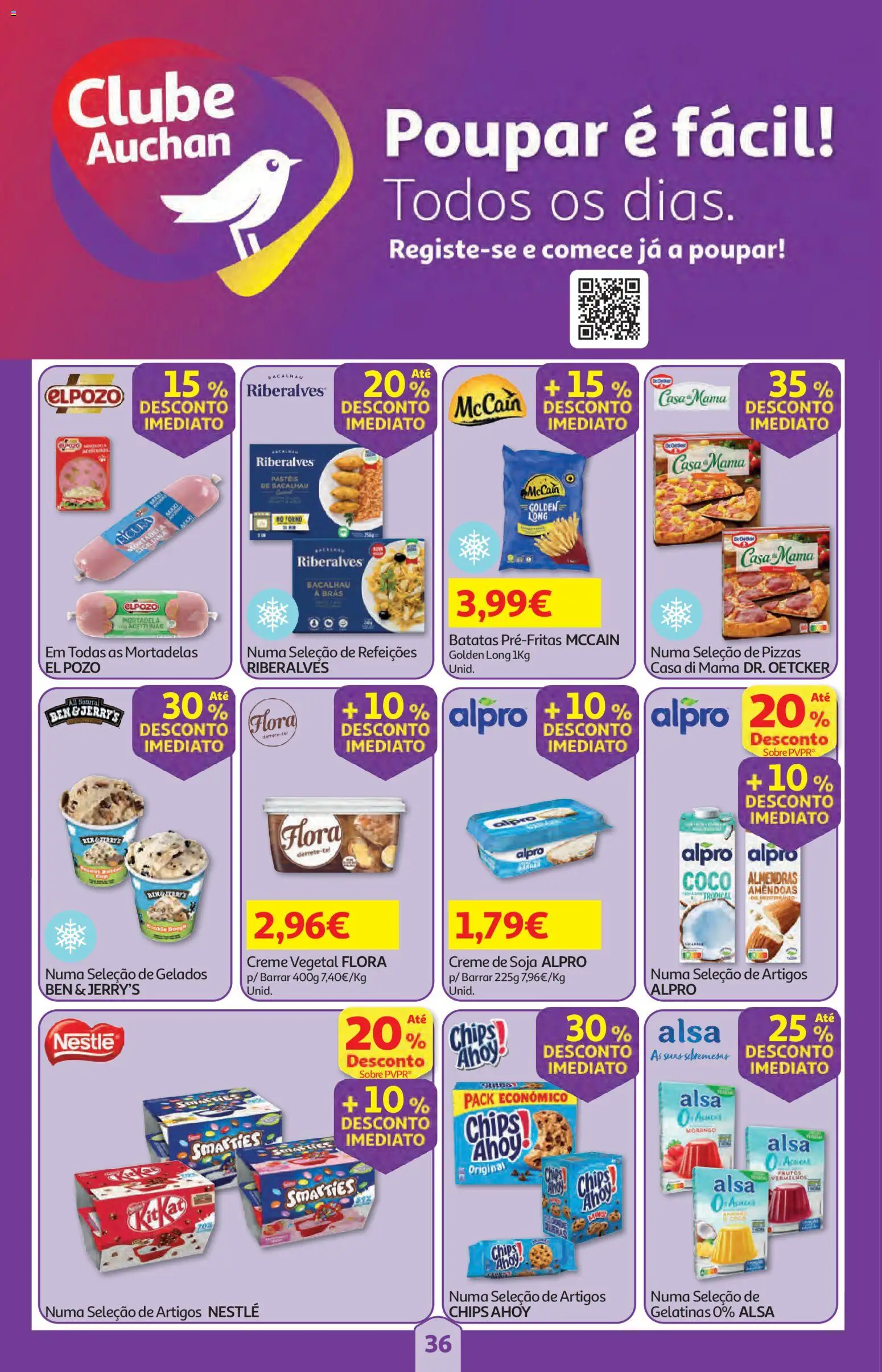 Auchan folheto │ válido de 11.06.2026 | Página: 36 | Produtos: Soja, Mortadela, Bacalhau, Creme