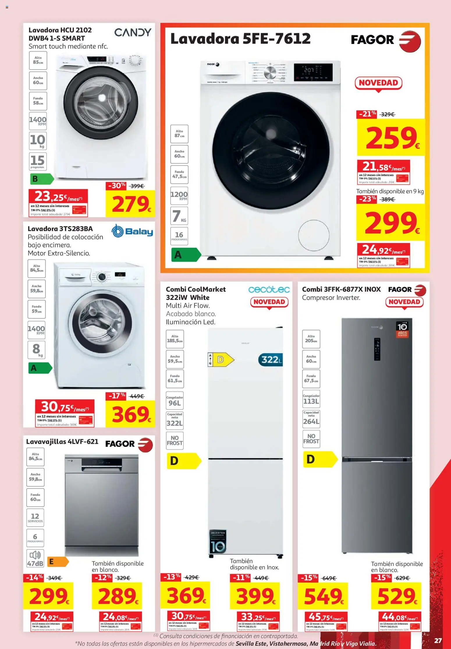 Alcampo - HG Unico │ válido desde el 16.06.2026 | Página: 27 | Productos: Congelador, Lavadora, Combi, Galette de chaise
