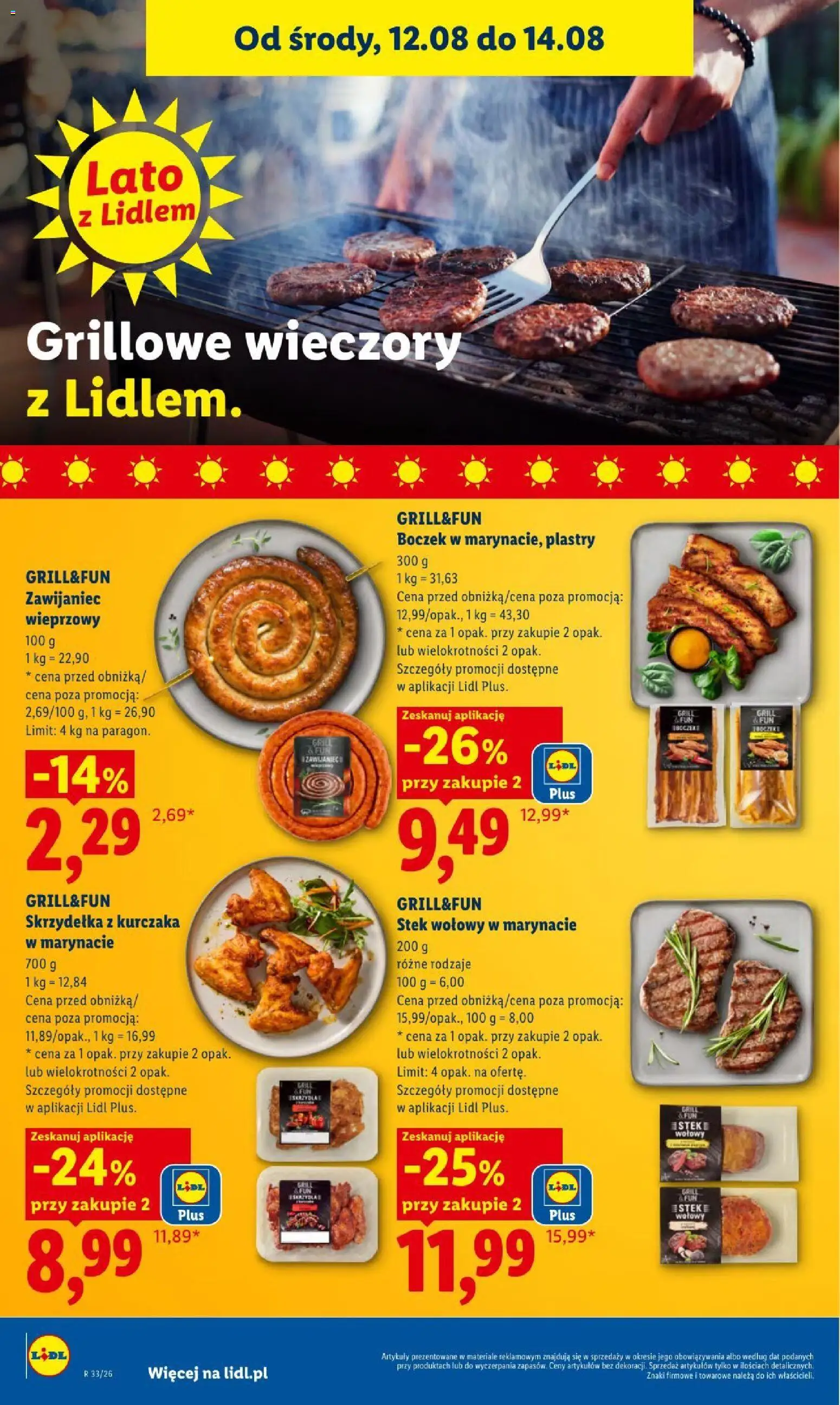 Lidl gazetka od 12.08.2026 | Strona: 50 | Produkty: Skrzydełka z kurczaka, Grill, Boczek, Stek wołowy
