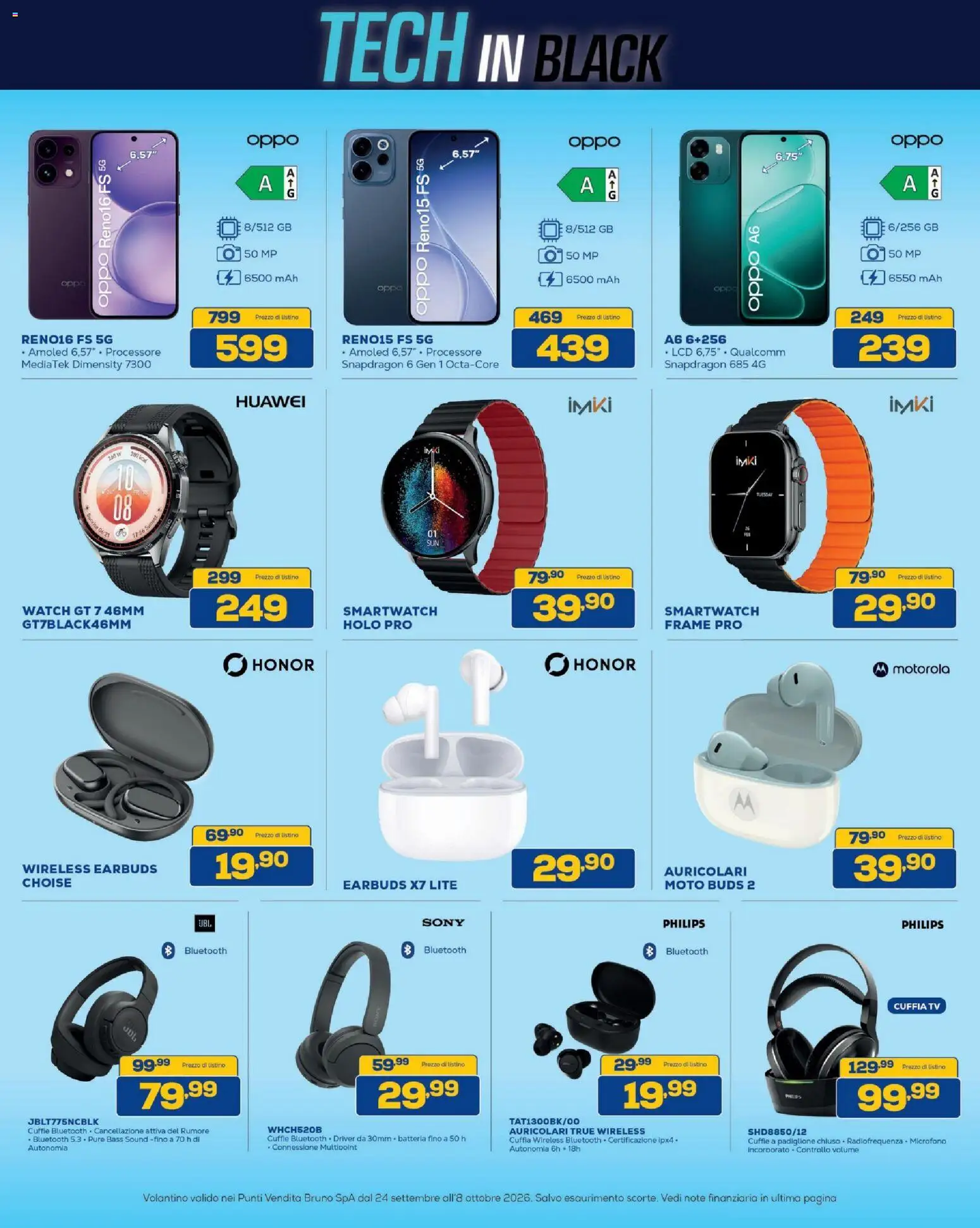 Volantino BRUNO del 24/09/2026 | Pagina: 13 | Prodotti: TV, Cuffie, Smartwatch, Batteria