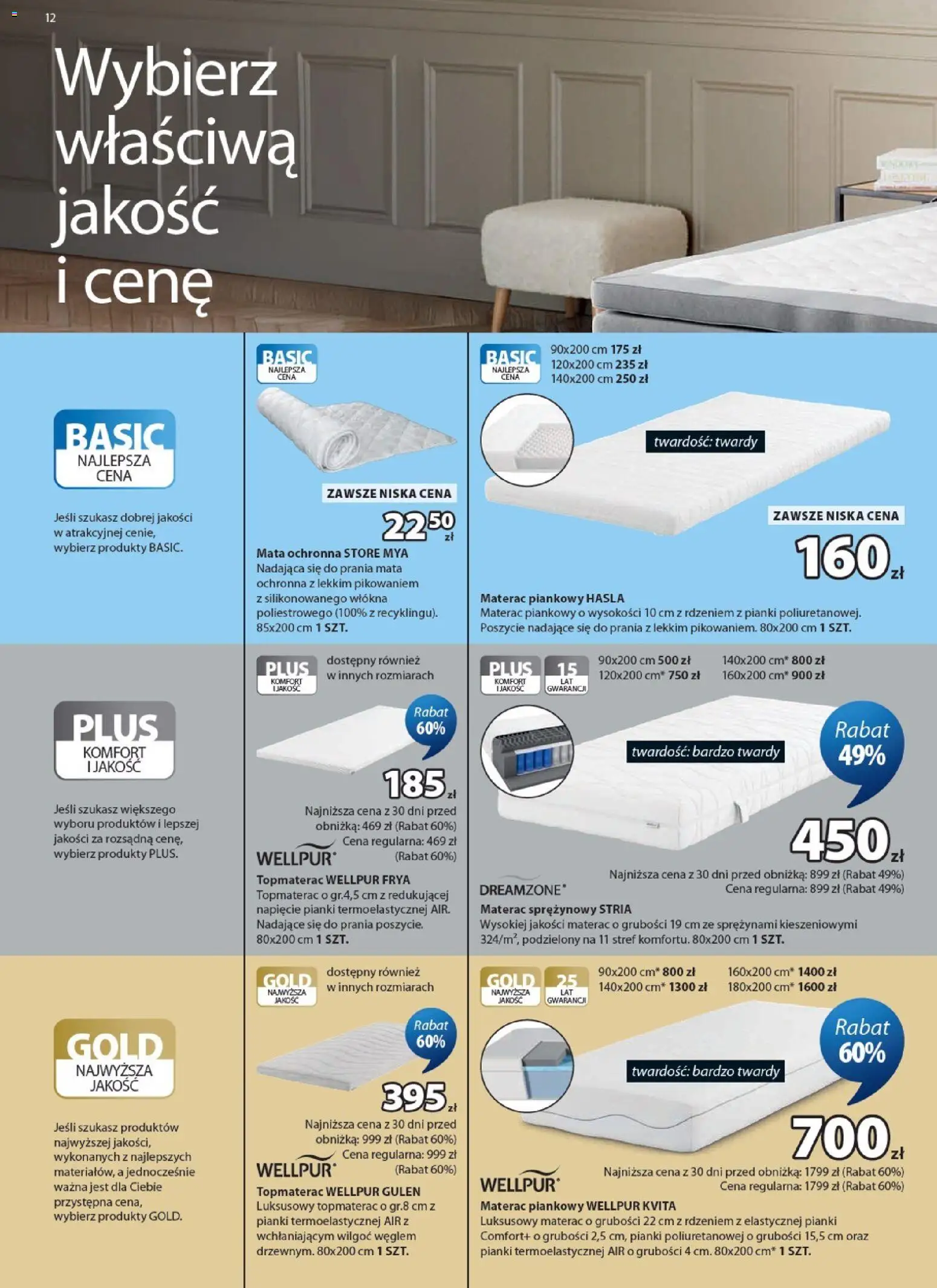JYSK gazetka od 21.10.2026 | Strona: 12 | Produkty: Materac, Pianki