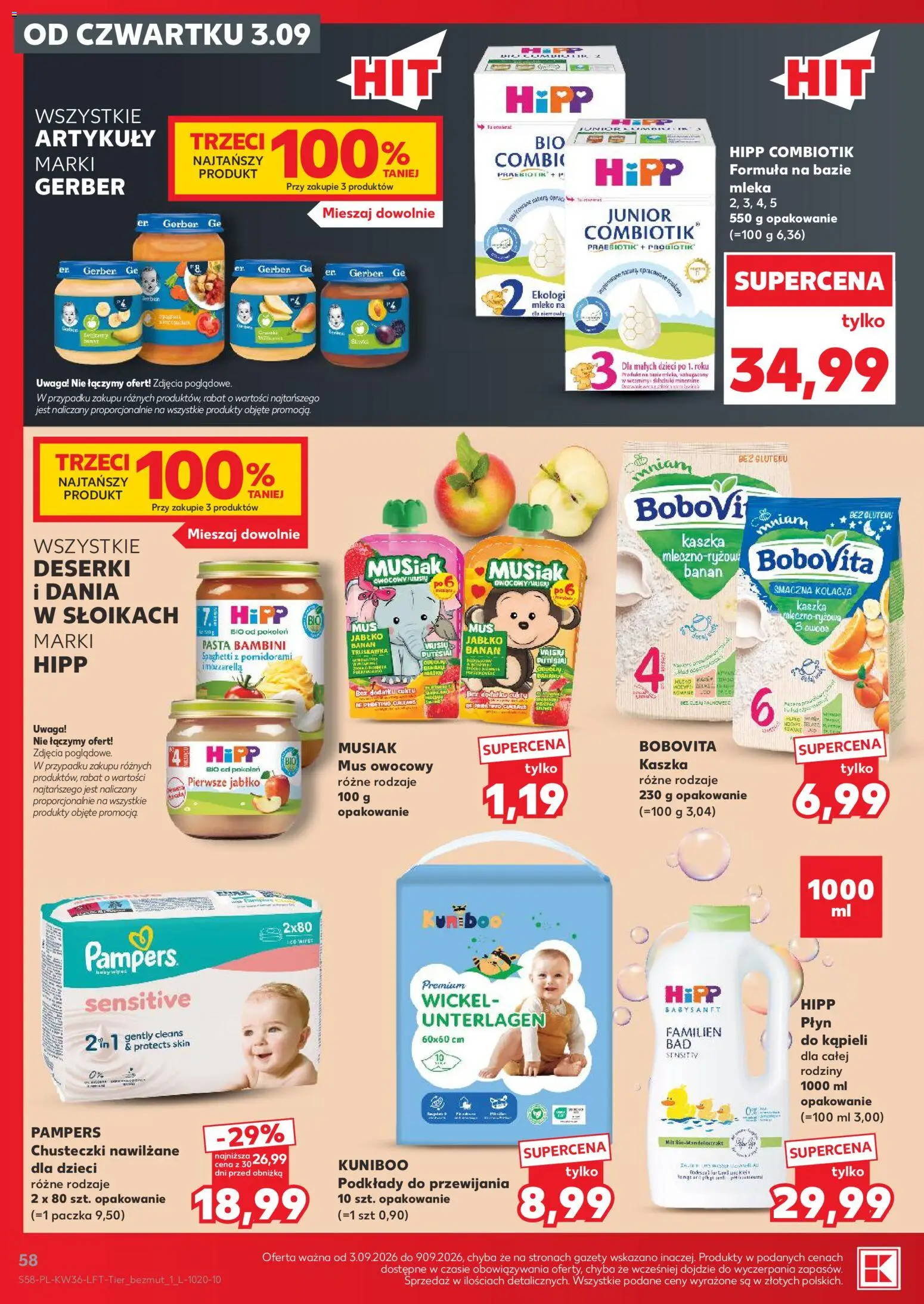 Kaufland gazetka od 03.09.2026 | Strona: 58 | Produkty: Chusteczki, Płyn do kąpieli, Mleko, Banan