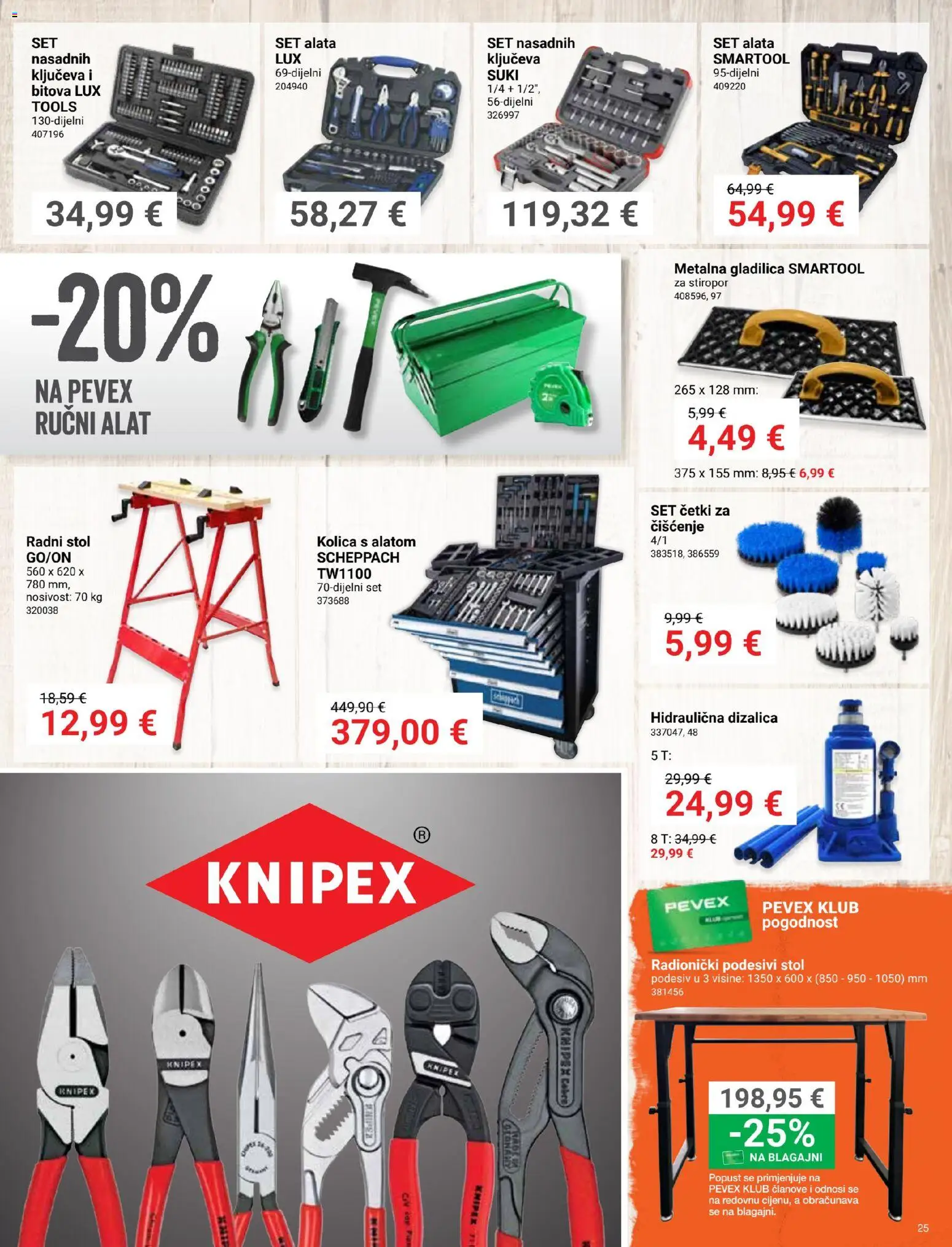 Pevex katalog | vrijedi od 27.08.2026 | Stranica: 25 | Proizvodi: Stol, Kolica, Alat, Set alata