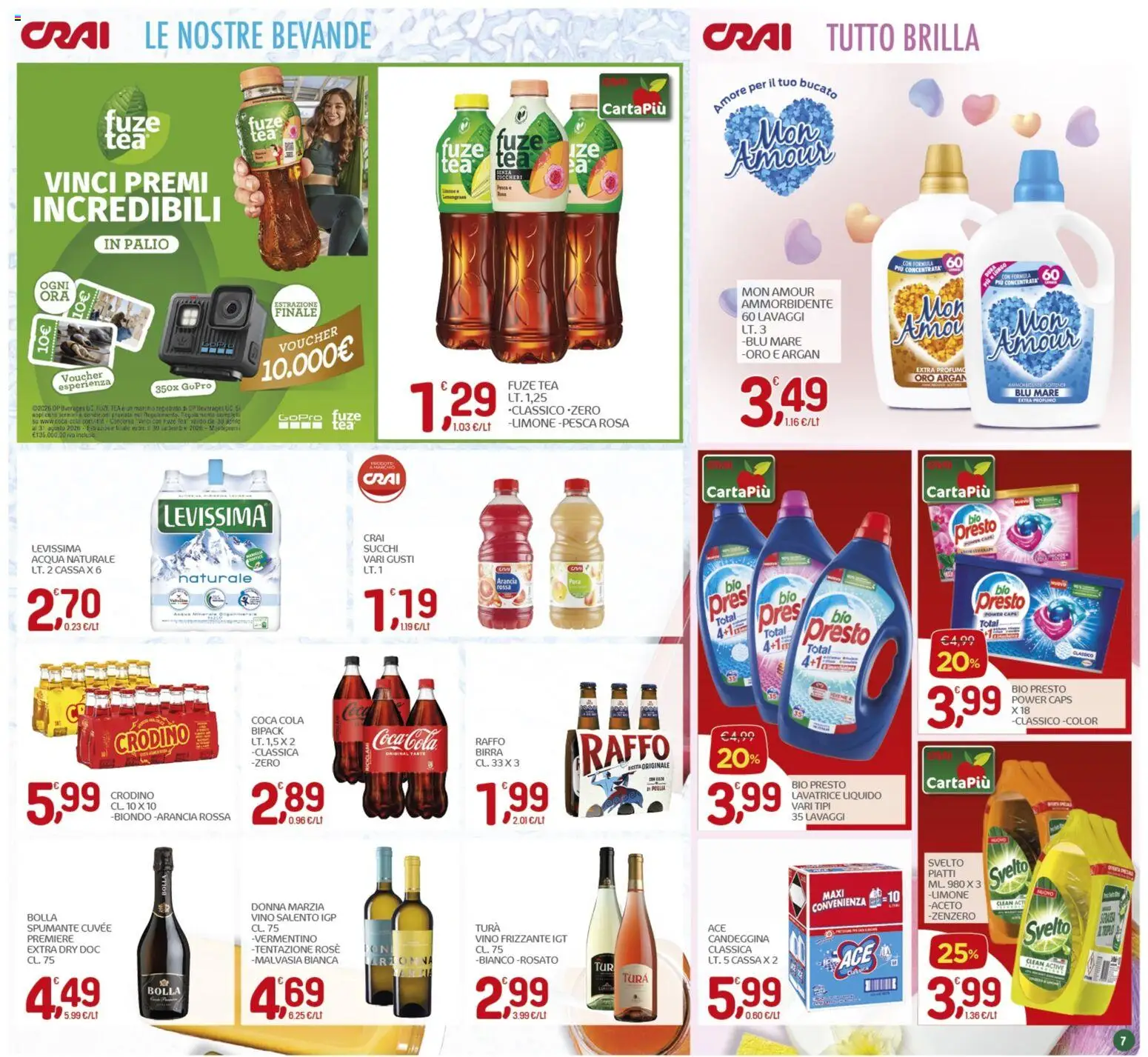 Volantino CRAI del 25/06/2026 | Pagina: 7 | Prodotti: Birra, Ammorbidente, Acqua naturale, Coca Cola